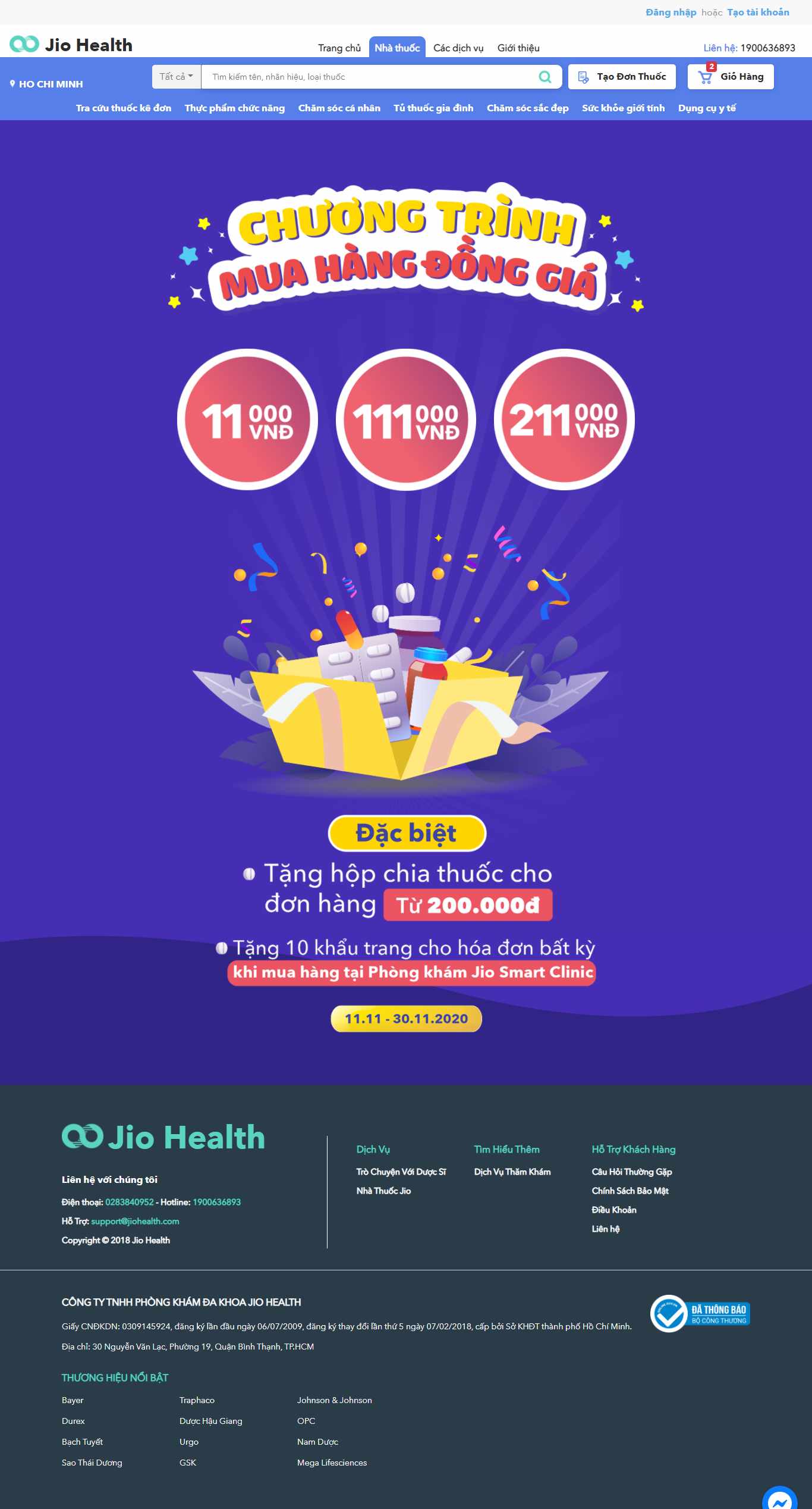 Thiết kế Web bán khẩu trang y tế pharmacy.jiohealth.com