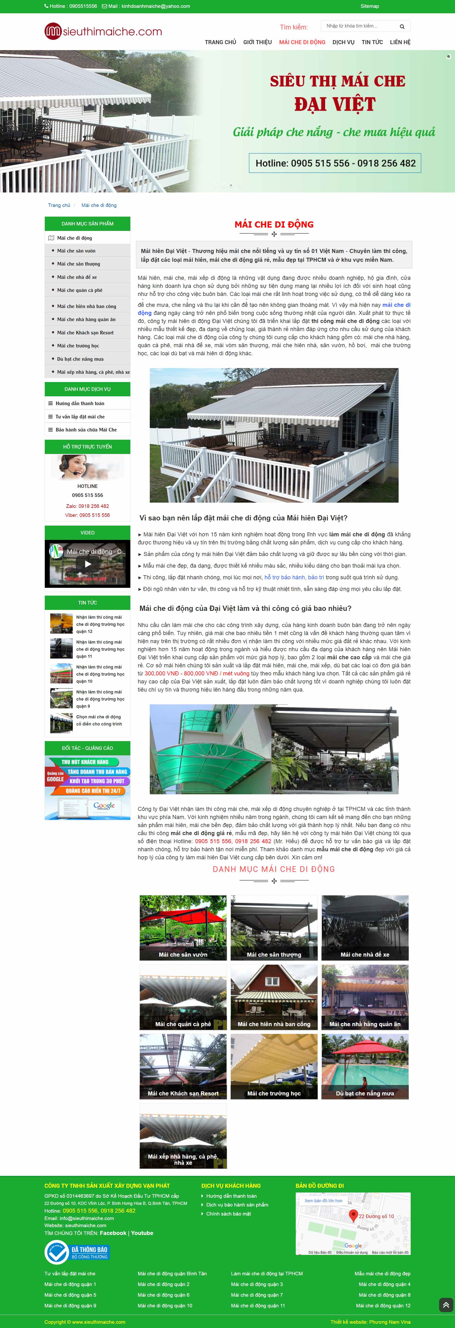 Thiết kế Web bán mái che di động sieuthimaiche.com