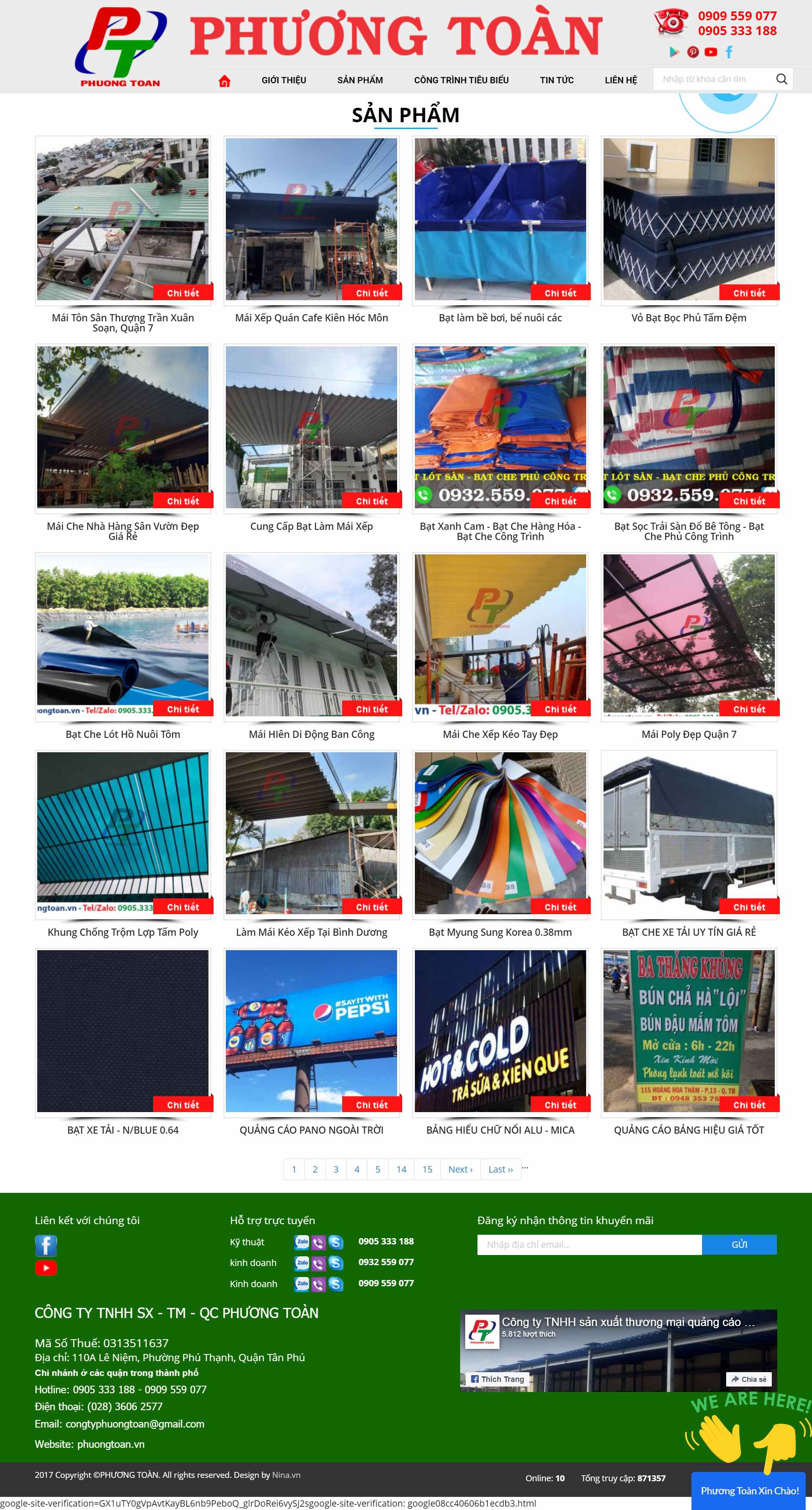 Thiết kế Web bán mái che di động phuongtoan.vn