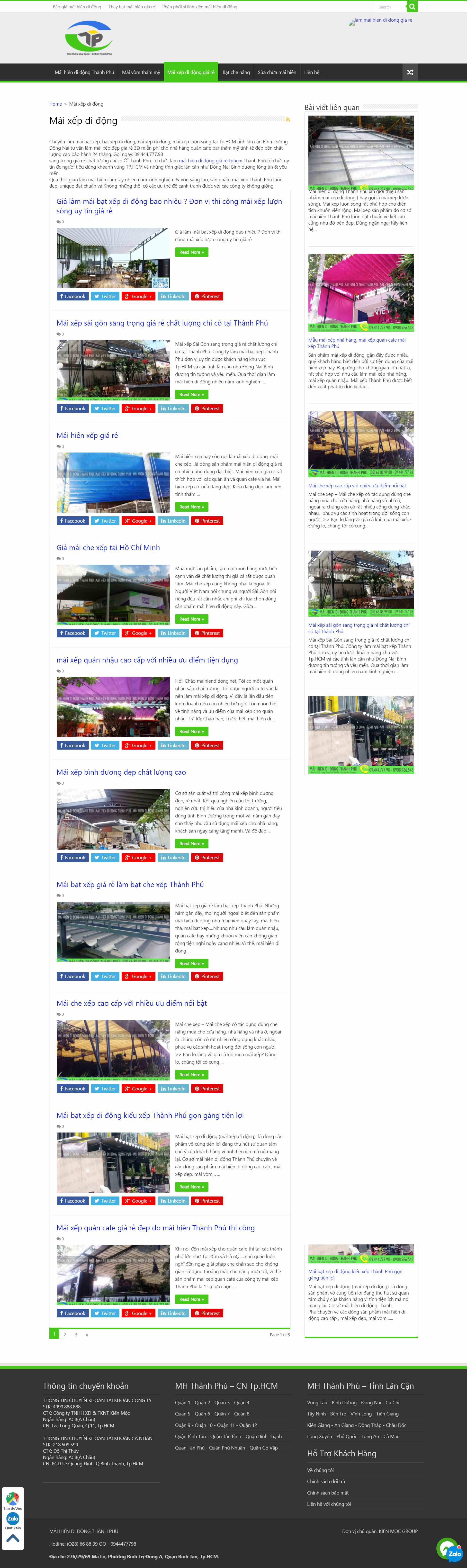 Thiết kế Web bán mái che di động maihiendidong.net