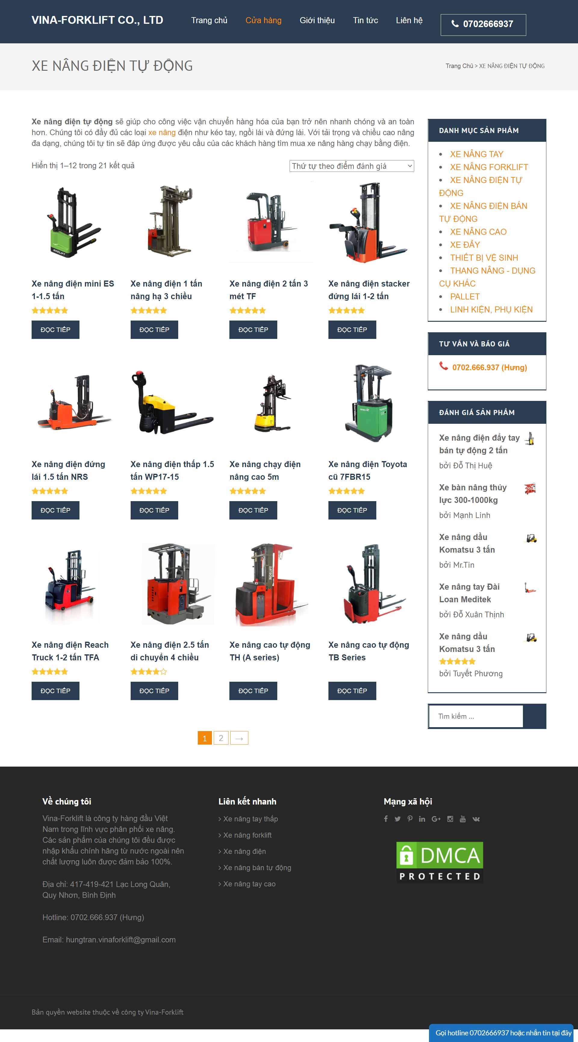 Thiết kế Web bán xe nâng hàng vinaforklift.com