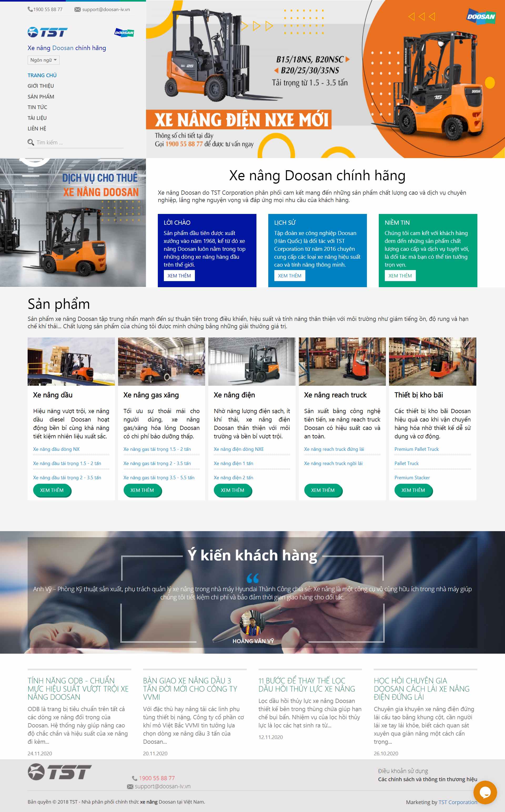 Thiết kế Web bán xe nâng hàng doosan-iv.vn