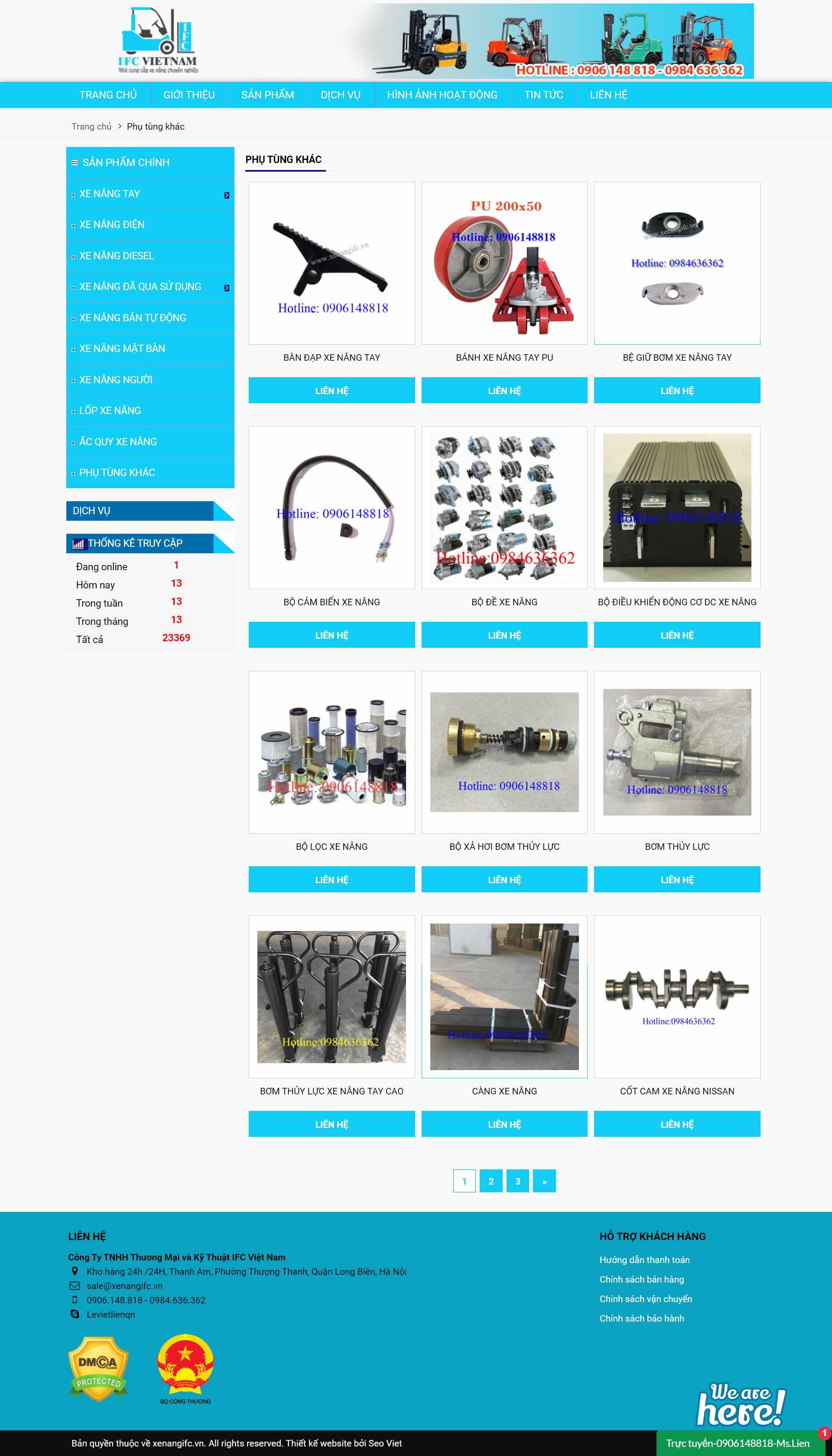 Thiết kế Web bán xe nâng hàng xenangifc.vn