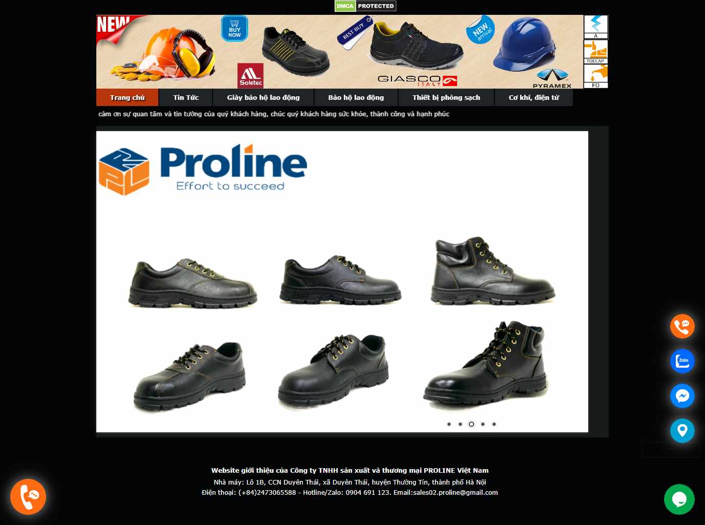 Thiết kế Web giày bảo hộ prolinevn.com