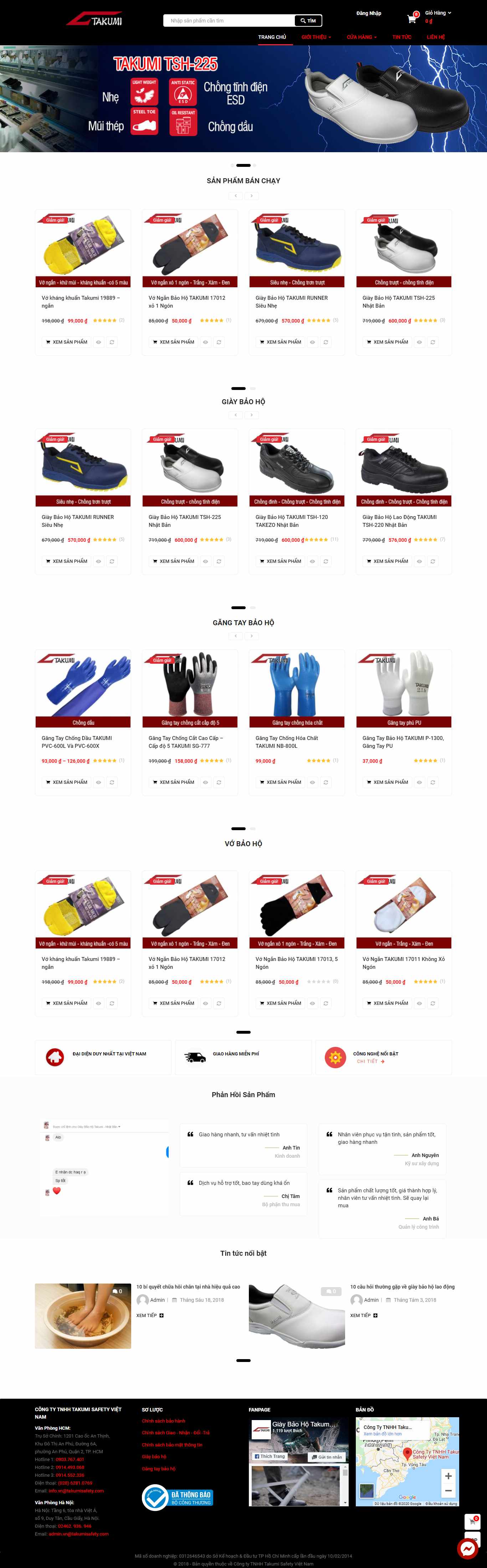 Thiết kế Web giày bảo hộ takumisafety.com.vn