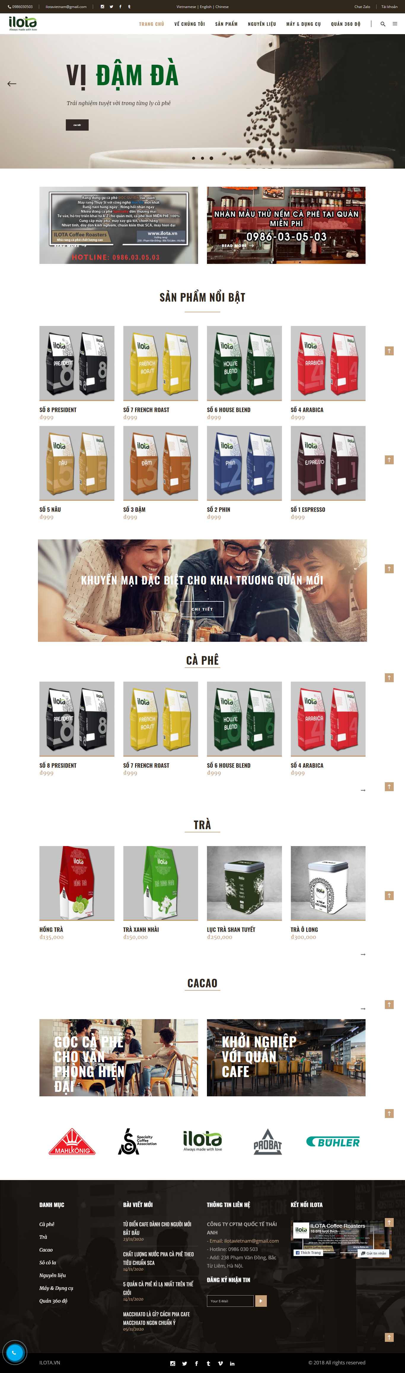 Thiết kế Web bán máy pha cafe ilota.vn