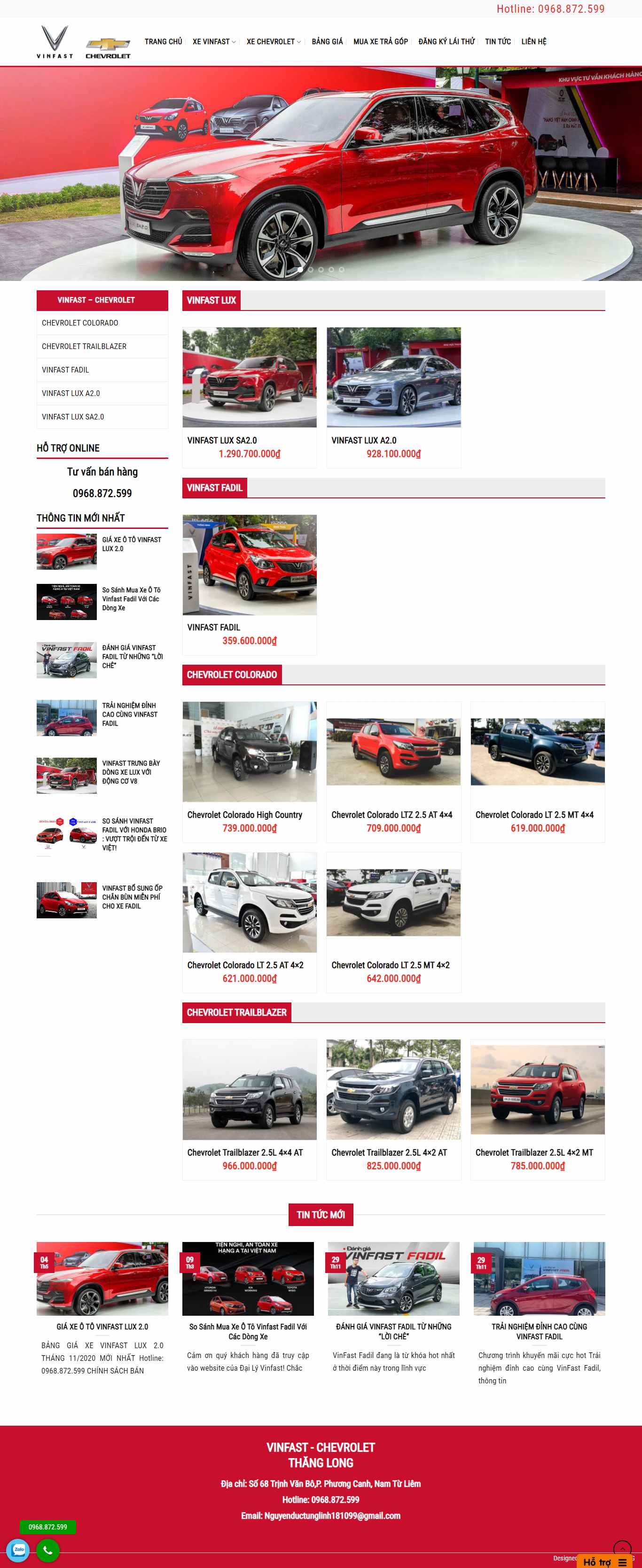 Thiết kế Web bán xe ô tô giaxevinfast3s.com