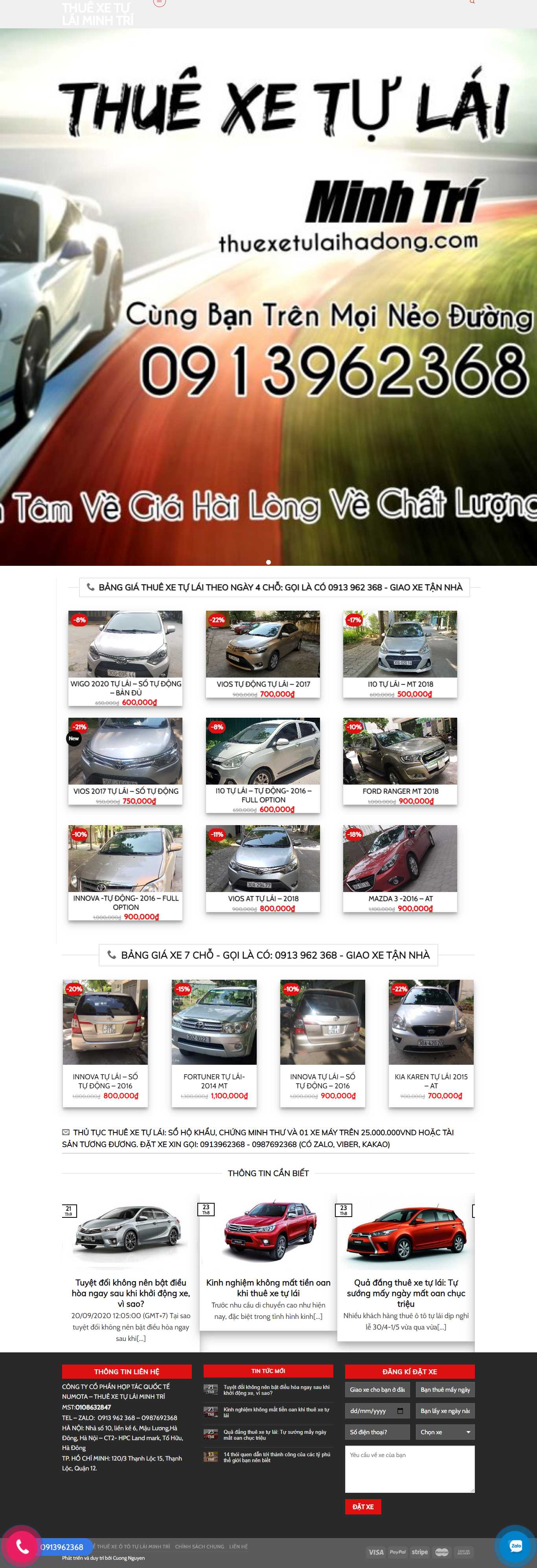 Thiết kế Web thuê xe tự lái thuexetulaihadong.com