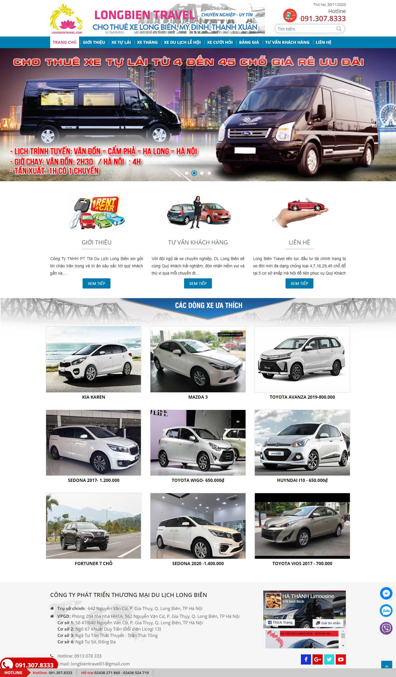 Thiết kế Web thuê xe tự lái longbientravel.com