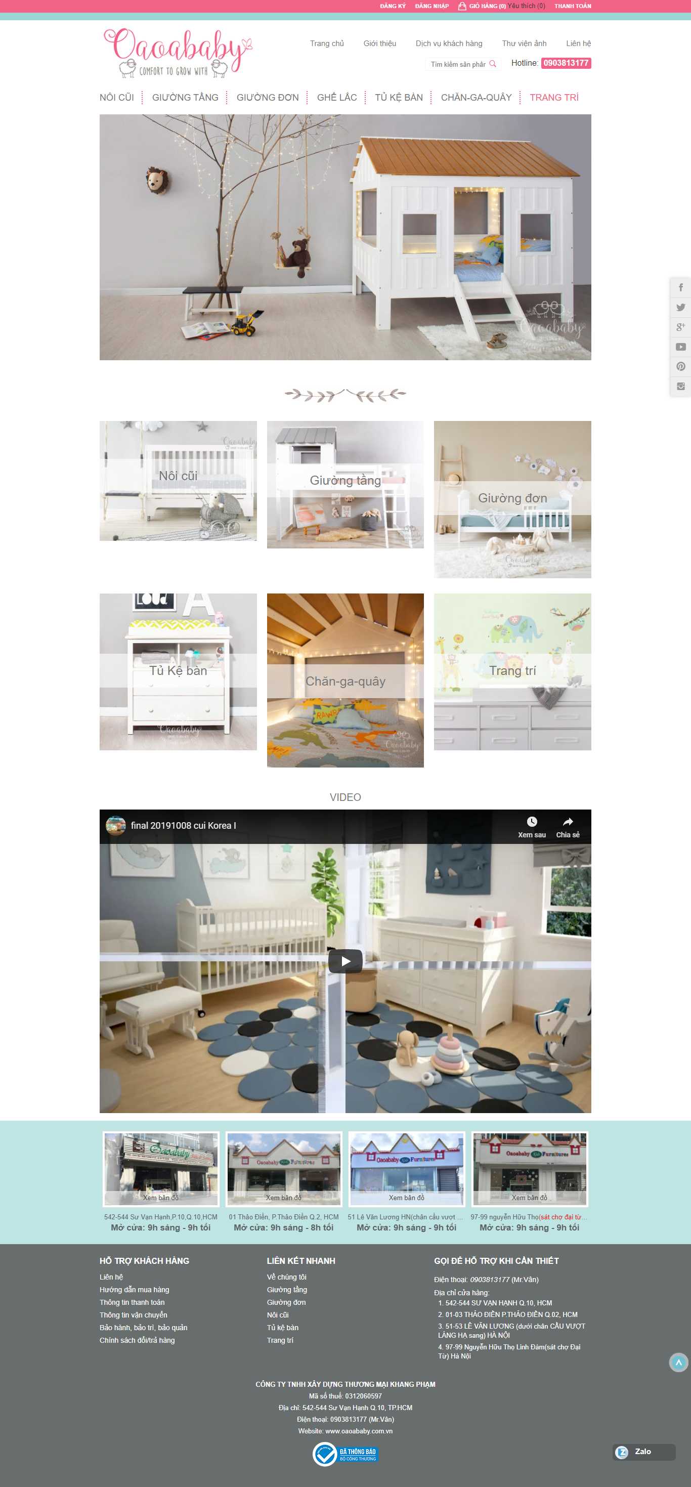 Thiết kế Web bàn học cho bé oaoababy.com.vn