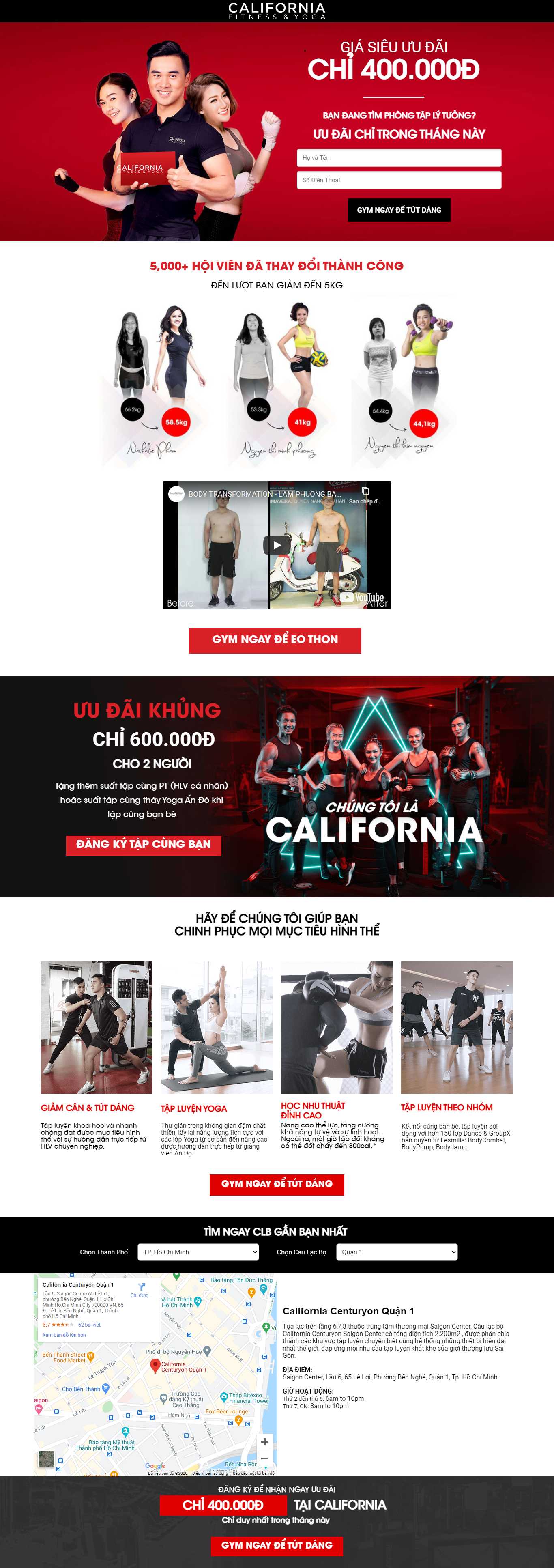 Thiết kế Web phòng tập fitness fit.cfyc.com.vn