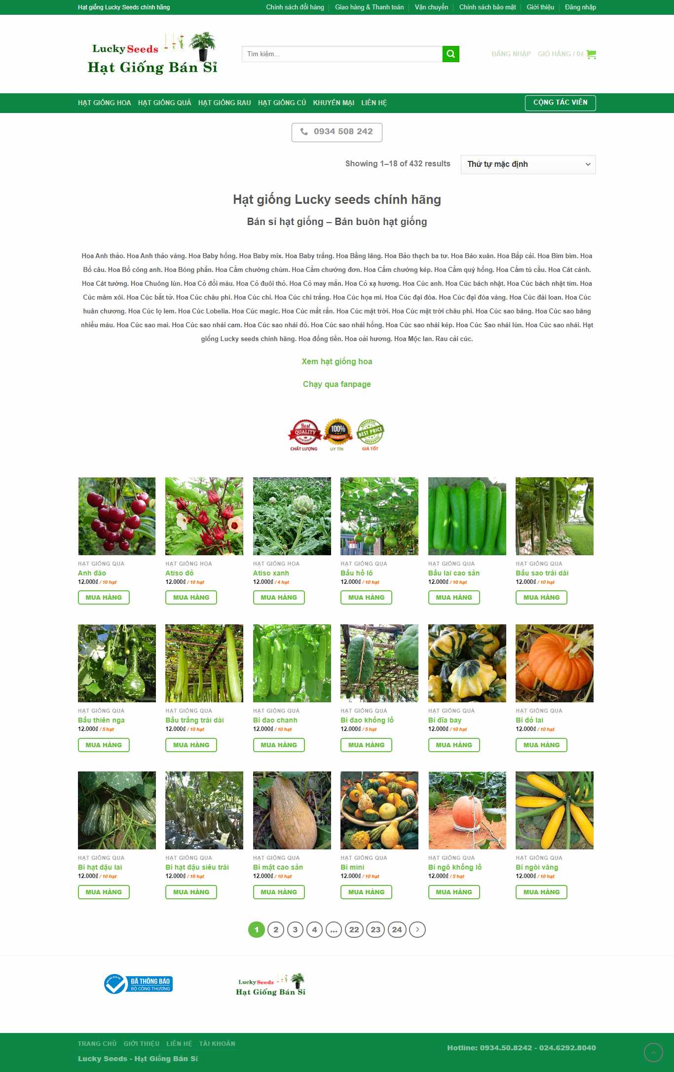 Thiết kế Web bán hạt giống cây trồng hatgiongbansi.com