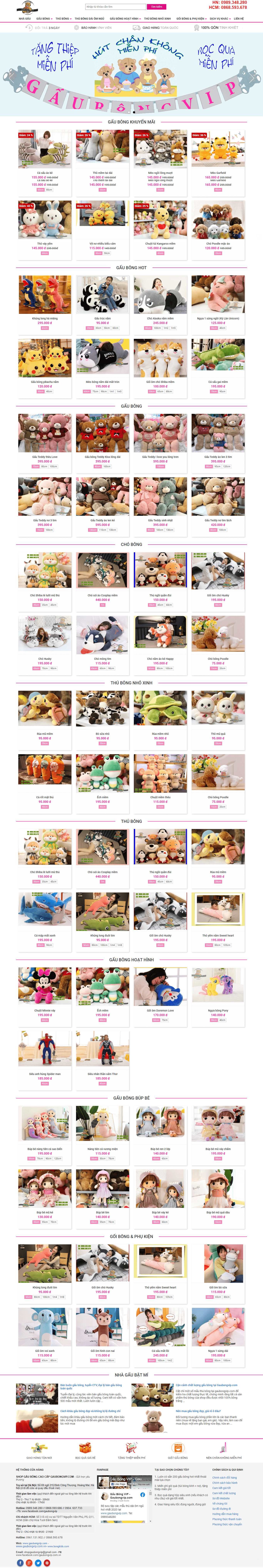 Thiết kế Web thú nhồi bông gaubongvip.com