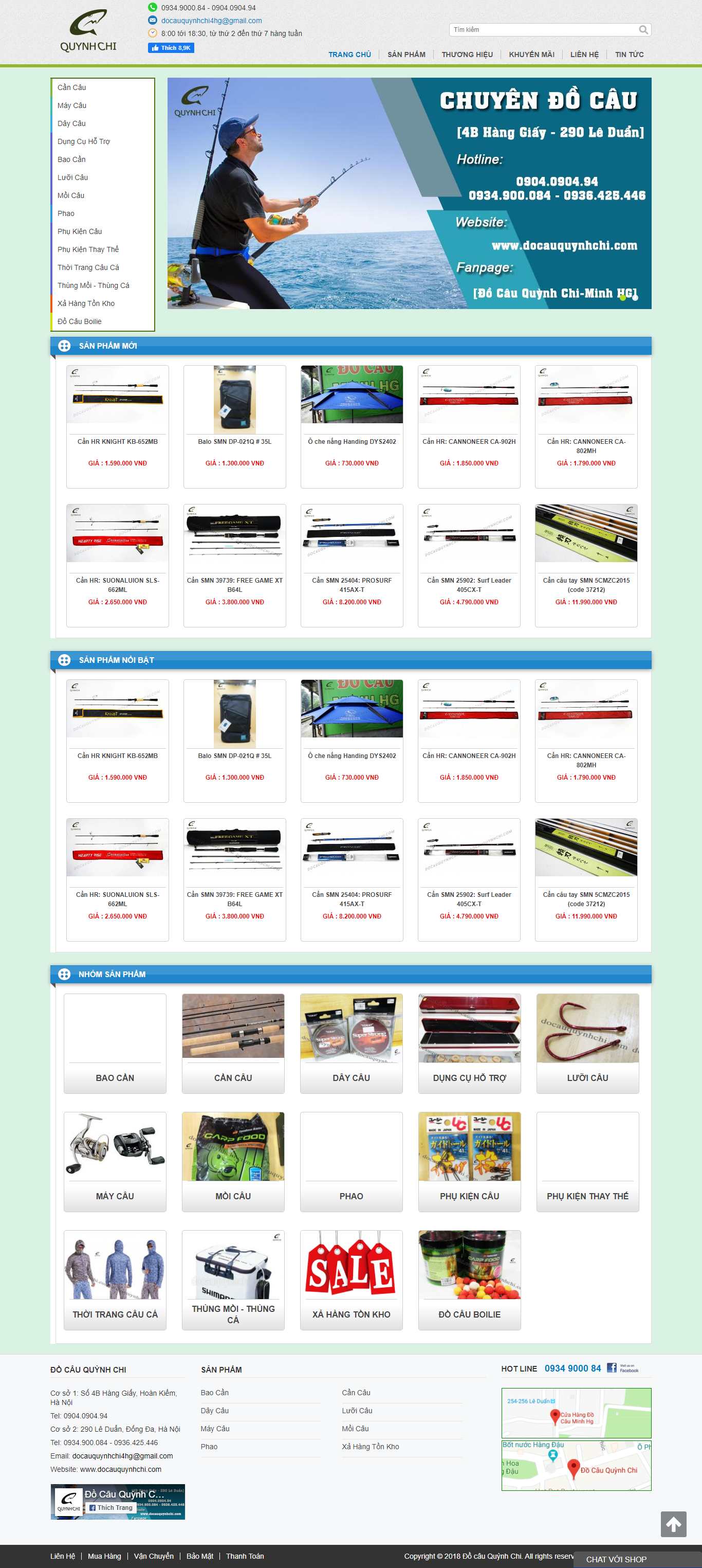 Thiết kế Web bán đồ câu cá docauquynhchi.com