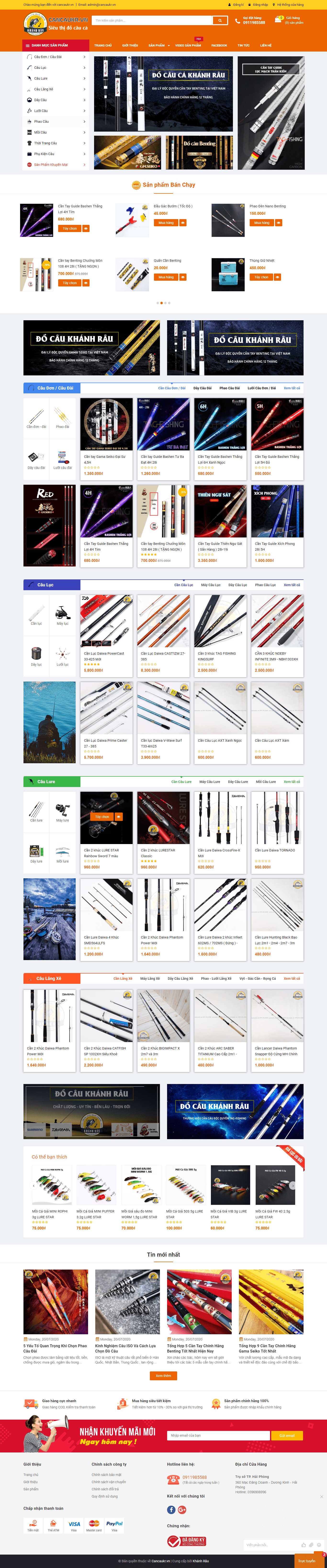 Thiết kế Web bán đồ câu cá cancaukr.vn