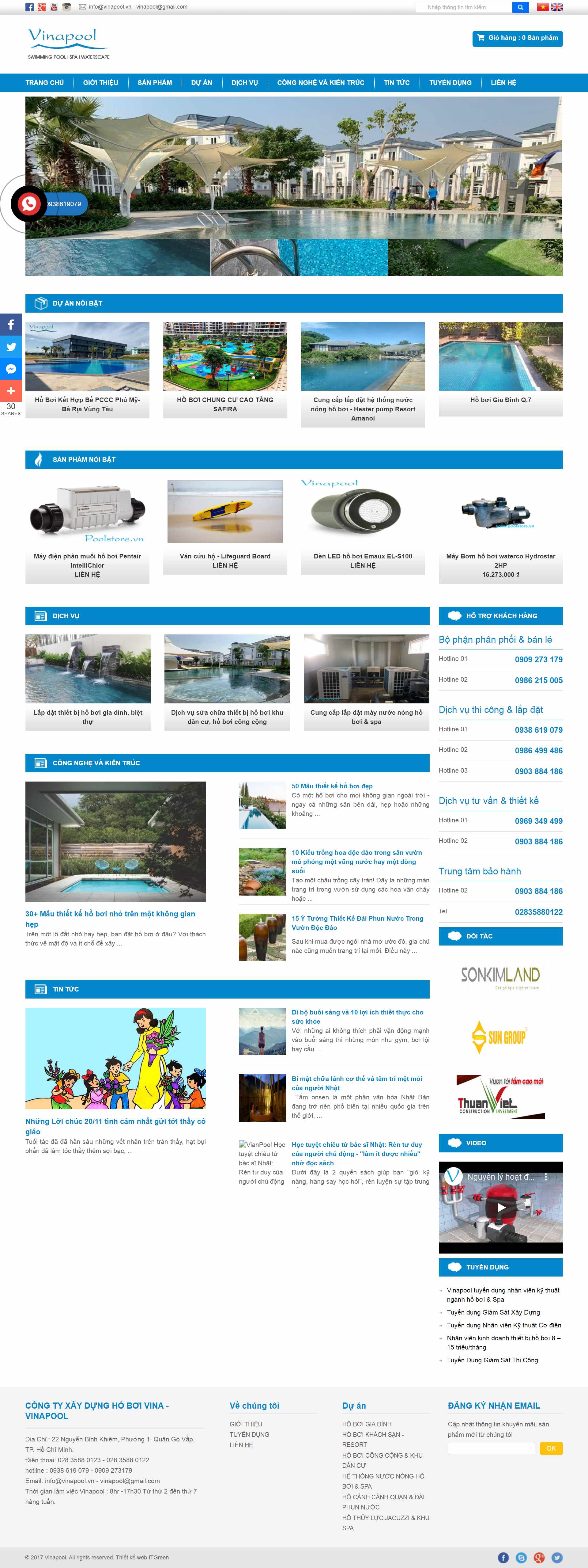 Thiết kế Web bể bơi vinapool.vn