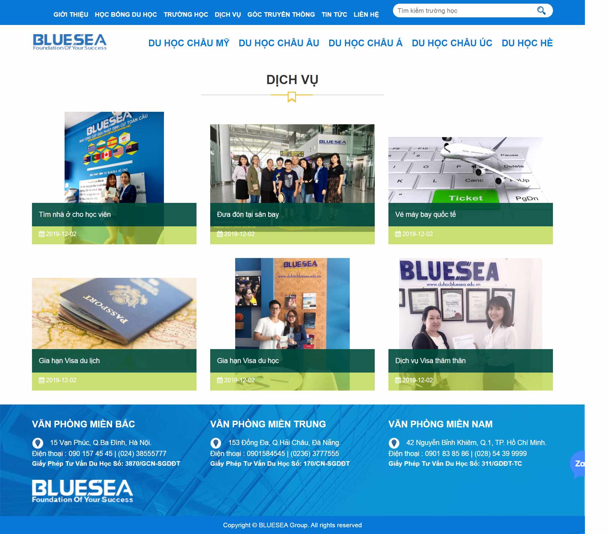 Thiết kế Web du học anh duhocbluesea.edu.vn
