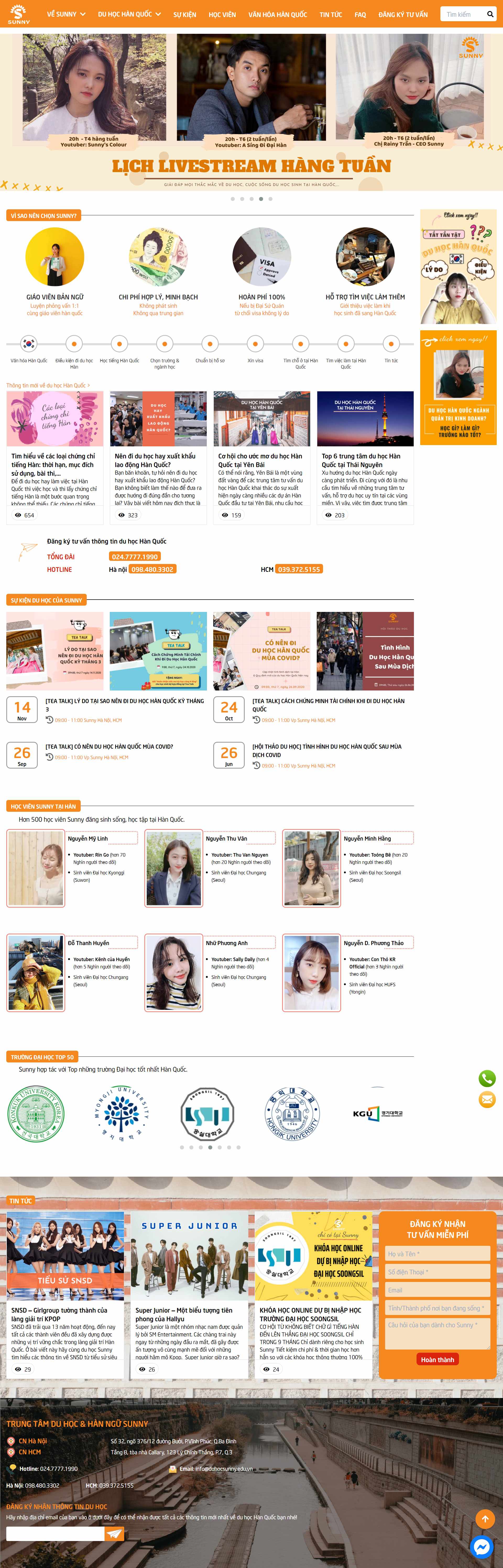 Thiết kế Web du học hàn quốc duhocsunny.edu.vn