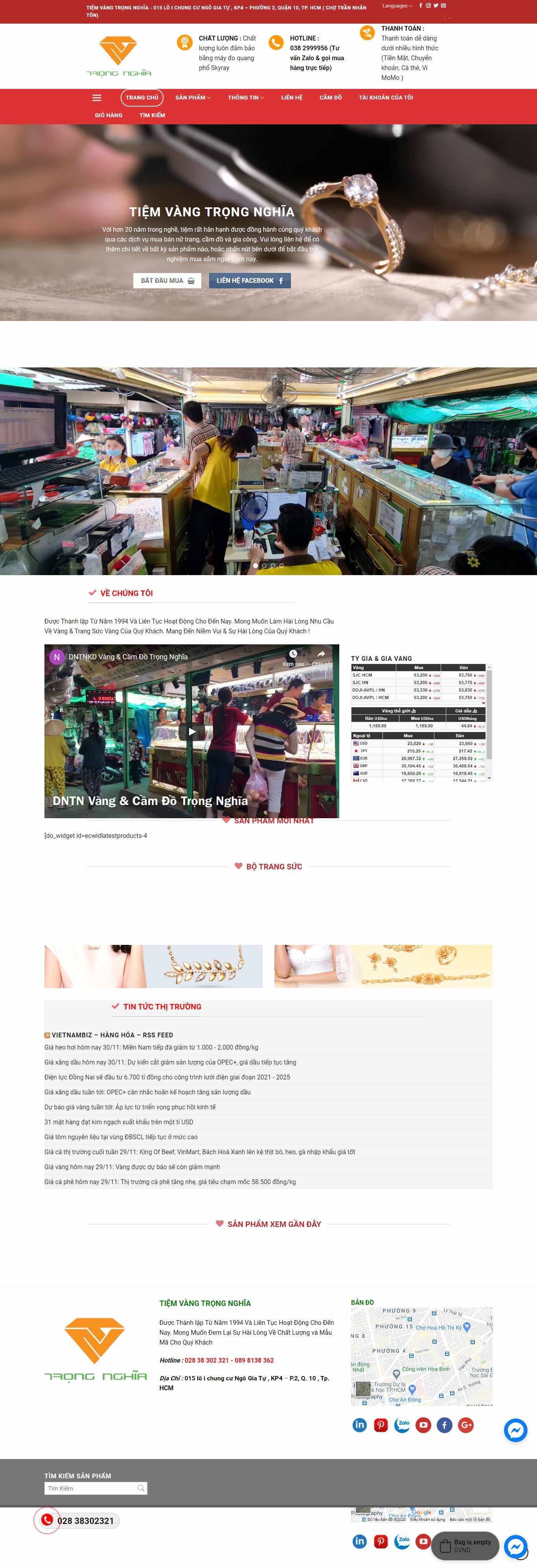 Thiết kế Web tiệm vàng bạc trongnghia.com.vn