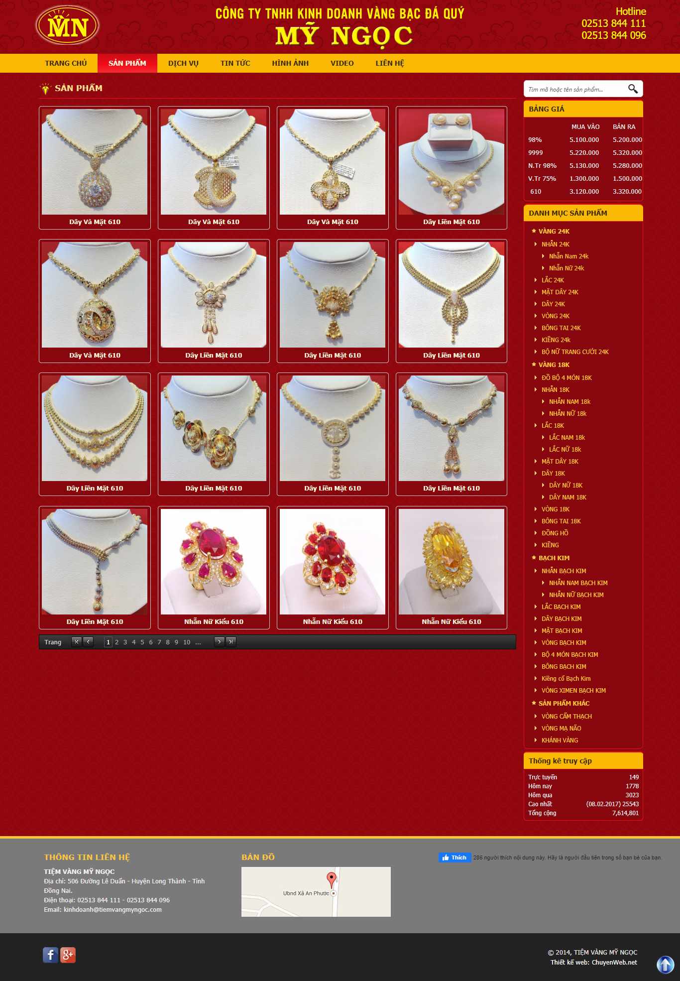 Thiết kế Web tiệm vàng bạc tiemvangmyngoc.com