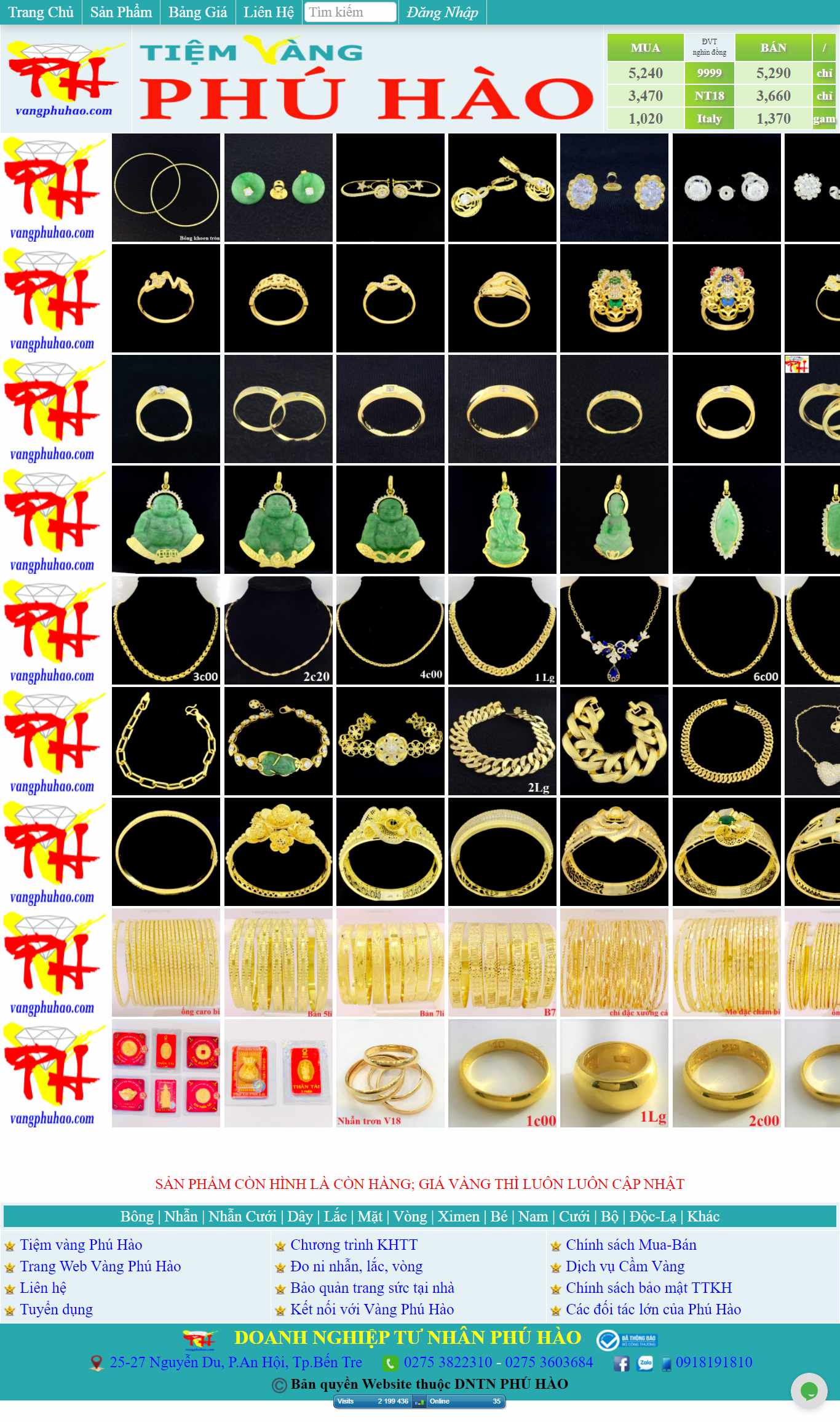 Thiết kế Web tiệm vàng bạc vangphuhao.com