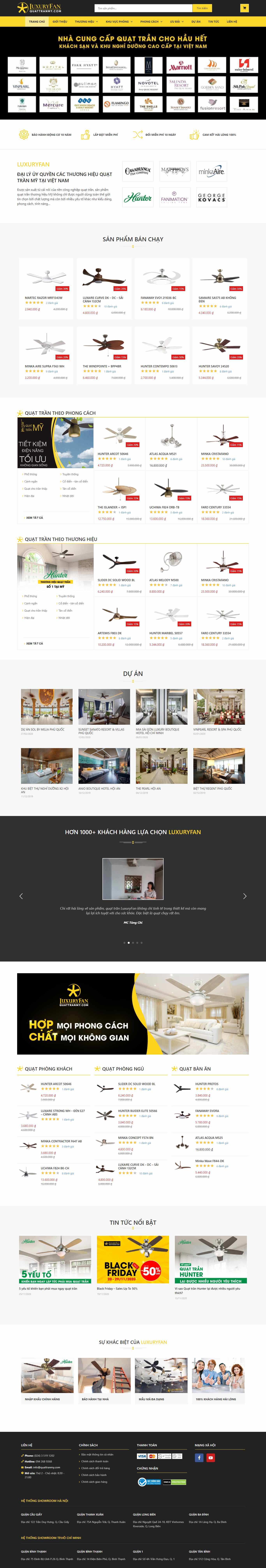 Thiết kế Web bán quạt trần quattranmy.com