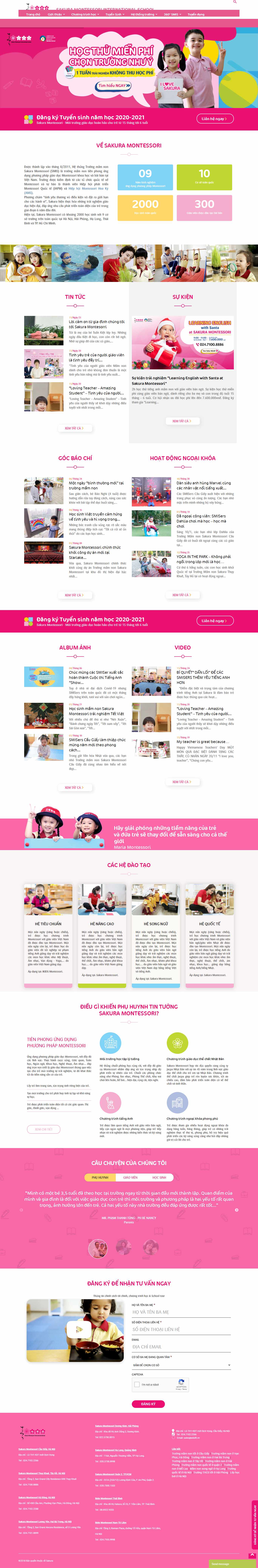 Thiết kế Web trường mầm non sakuramontessori.edu.vn