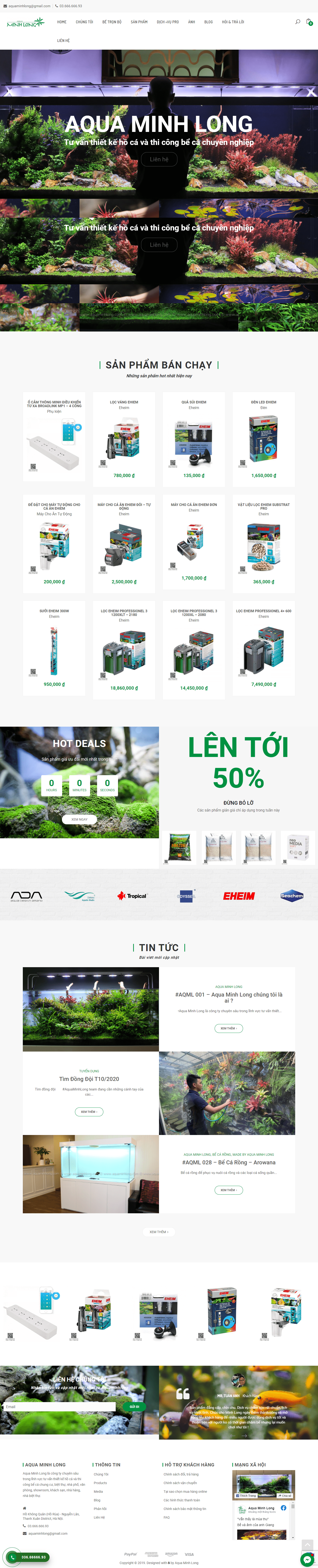 Thiết kế Web bán cá cảnh aquaminhlong.com