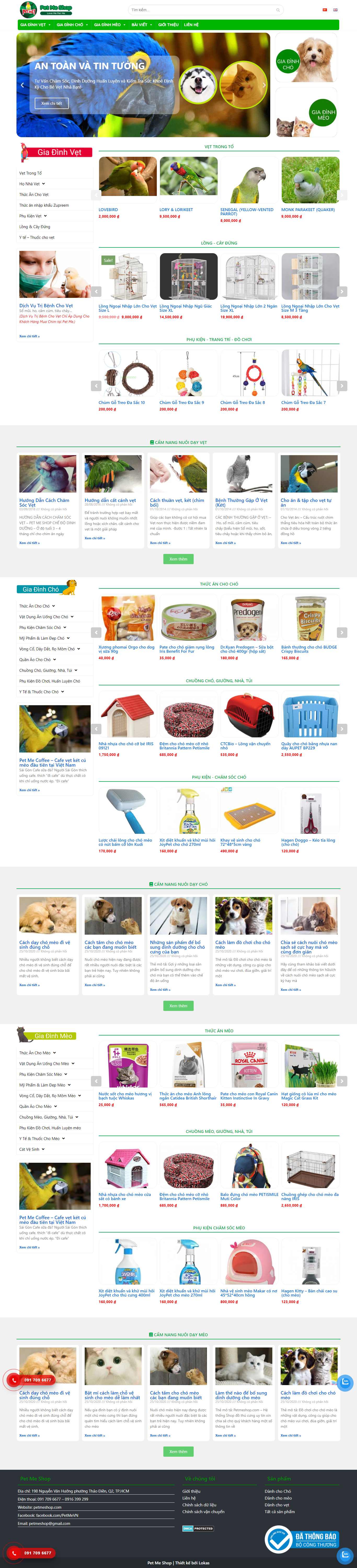 Thiết kế Web bán chim cảnh petmeshop.com