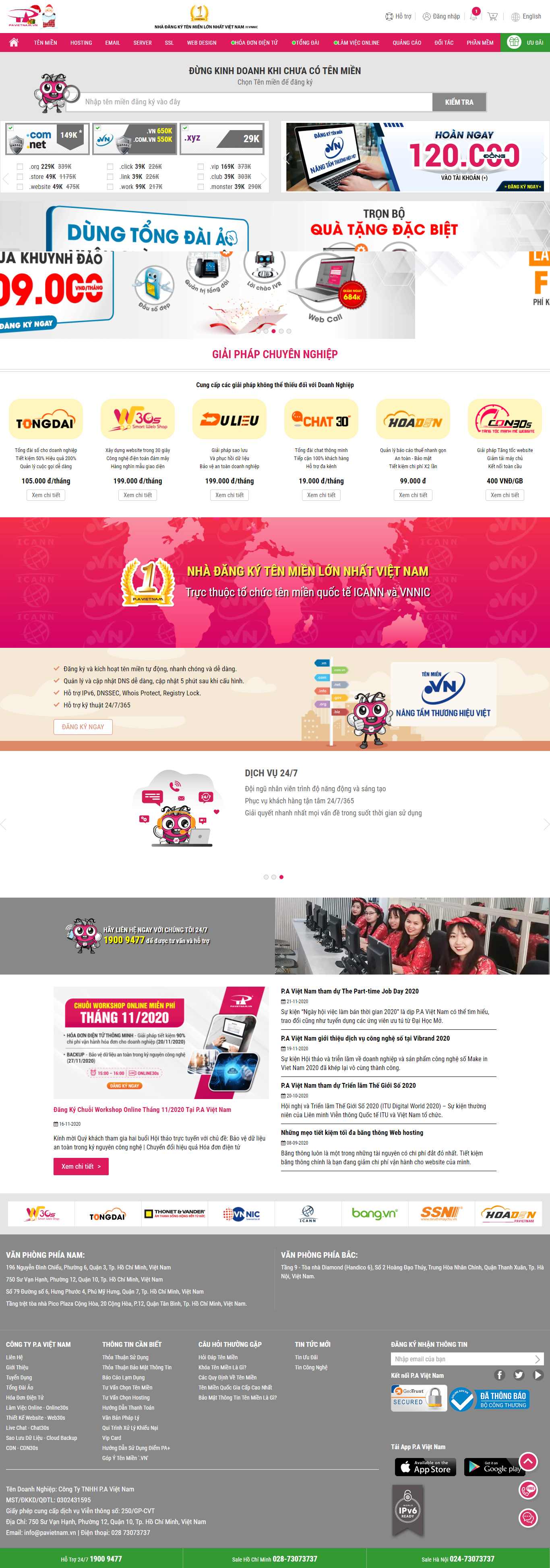 Thiết kế Web bán tên miền pavietnam.vn