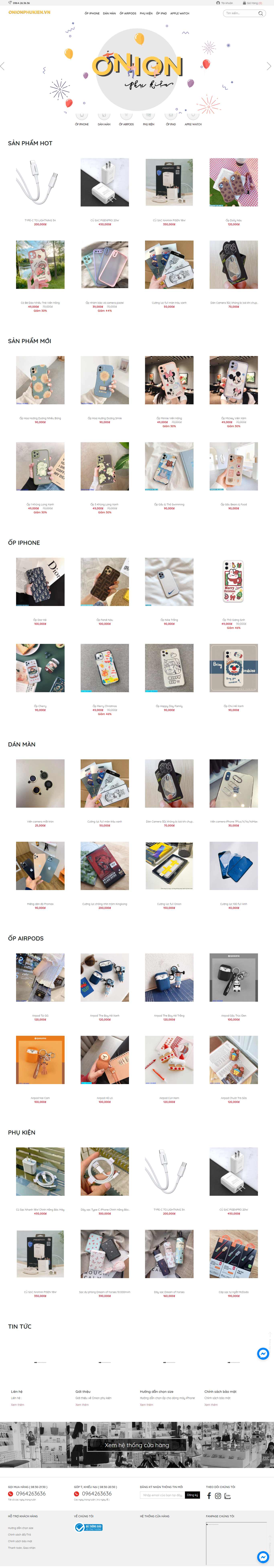 Thiết kế Web bán ốp điện thoại onionphukien.vn
