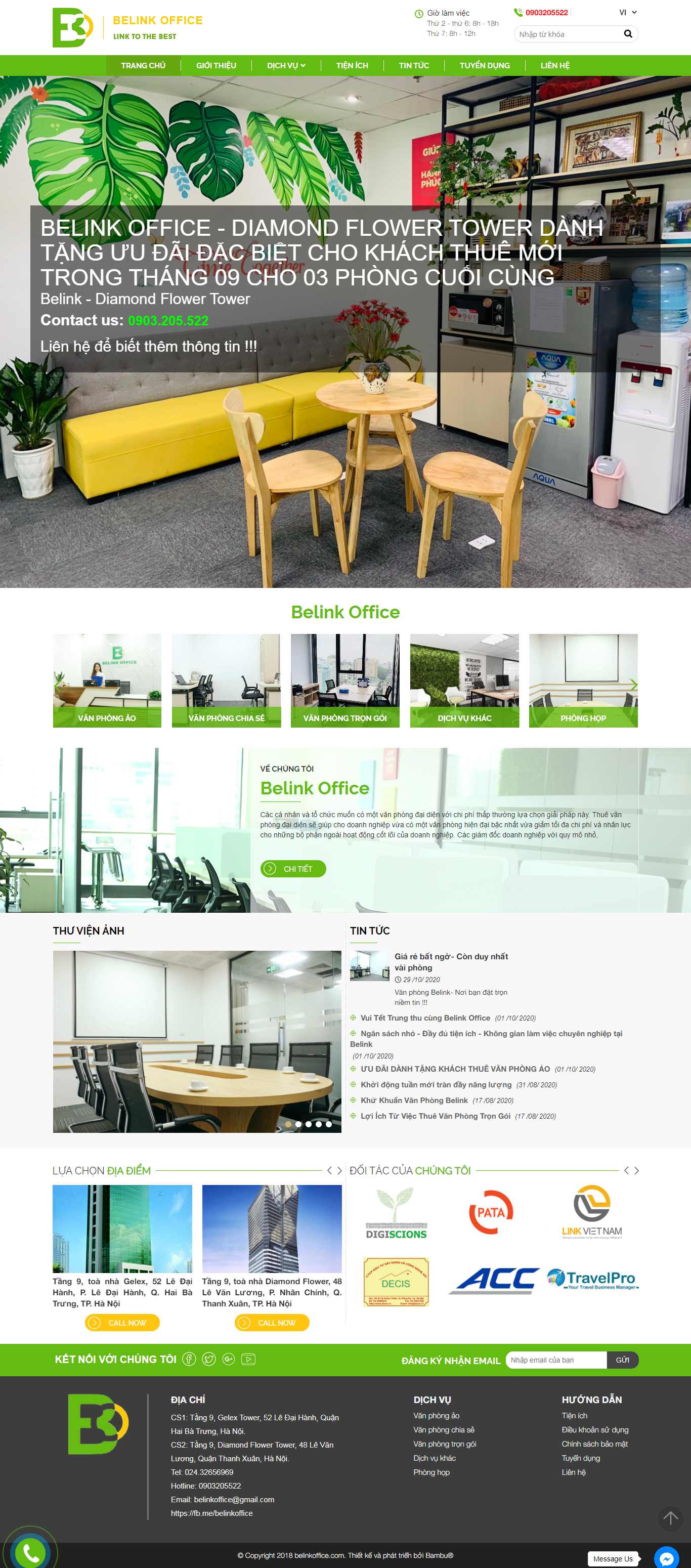 Thiết kế Web văn phòng chia sẻ belinkoffice.com