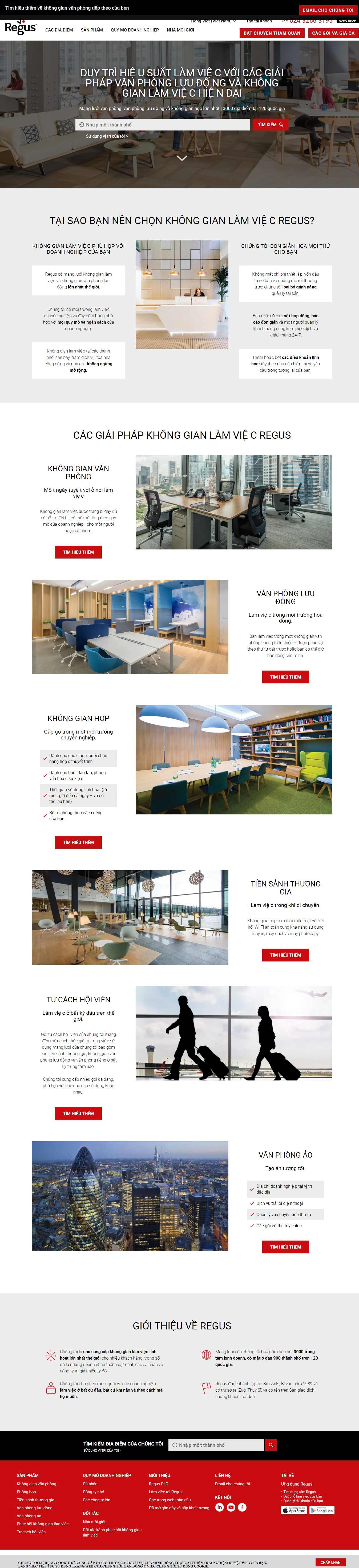 Thiết kế Web văn phòng chia sẻ regus.com.vn