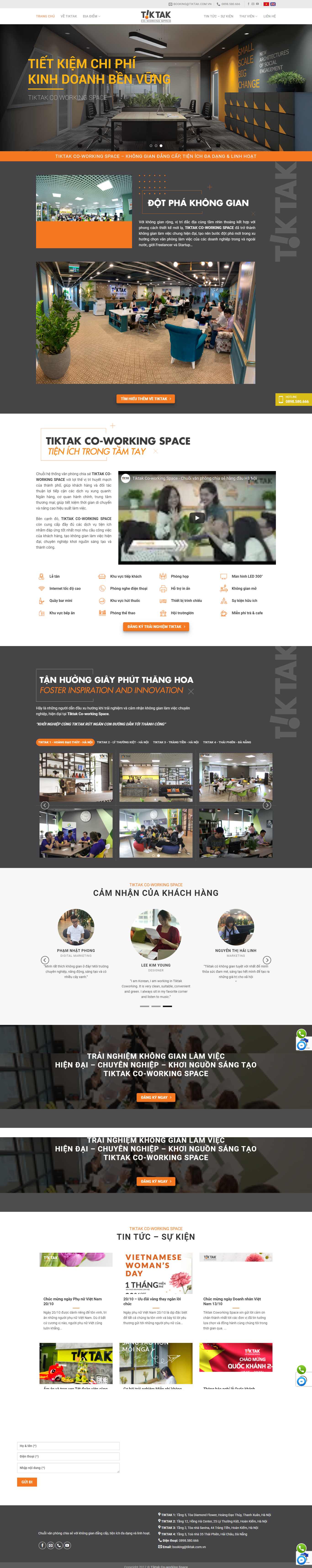 Thiết kế Web văn phòng chia sẻ tiktak.com.vn