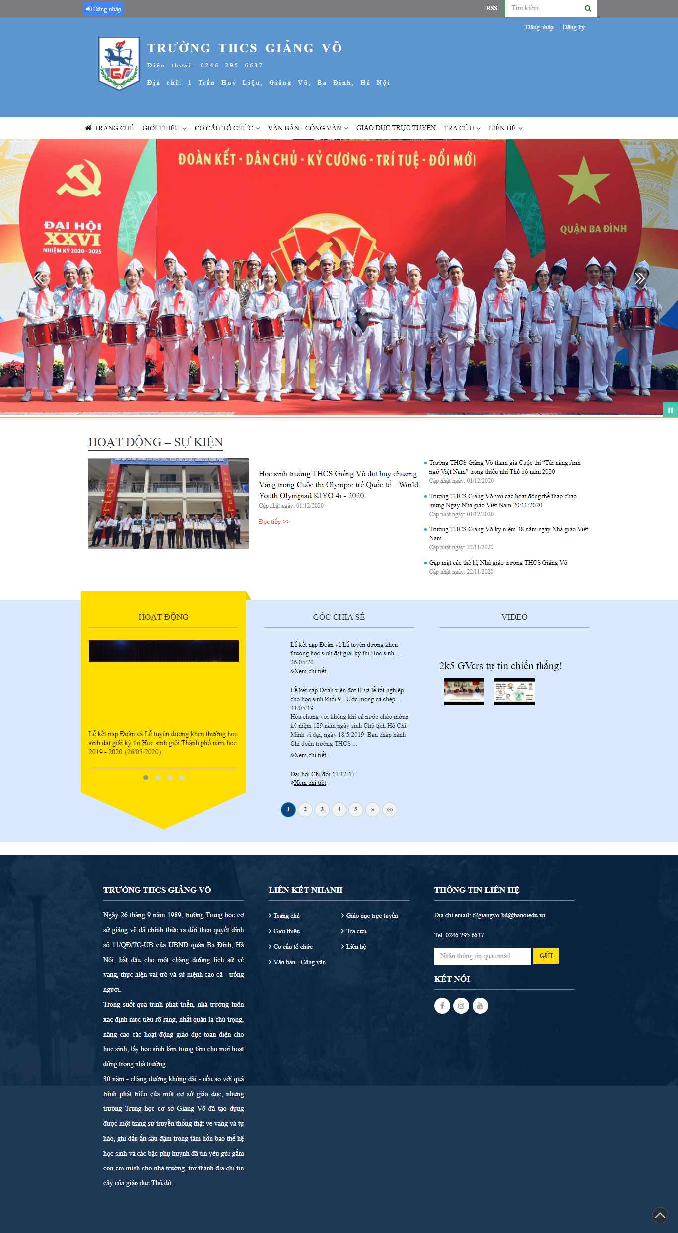 Thiết kế Web trung học cơ sở thcsgiangvo-hn.edu.vn