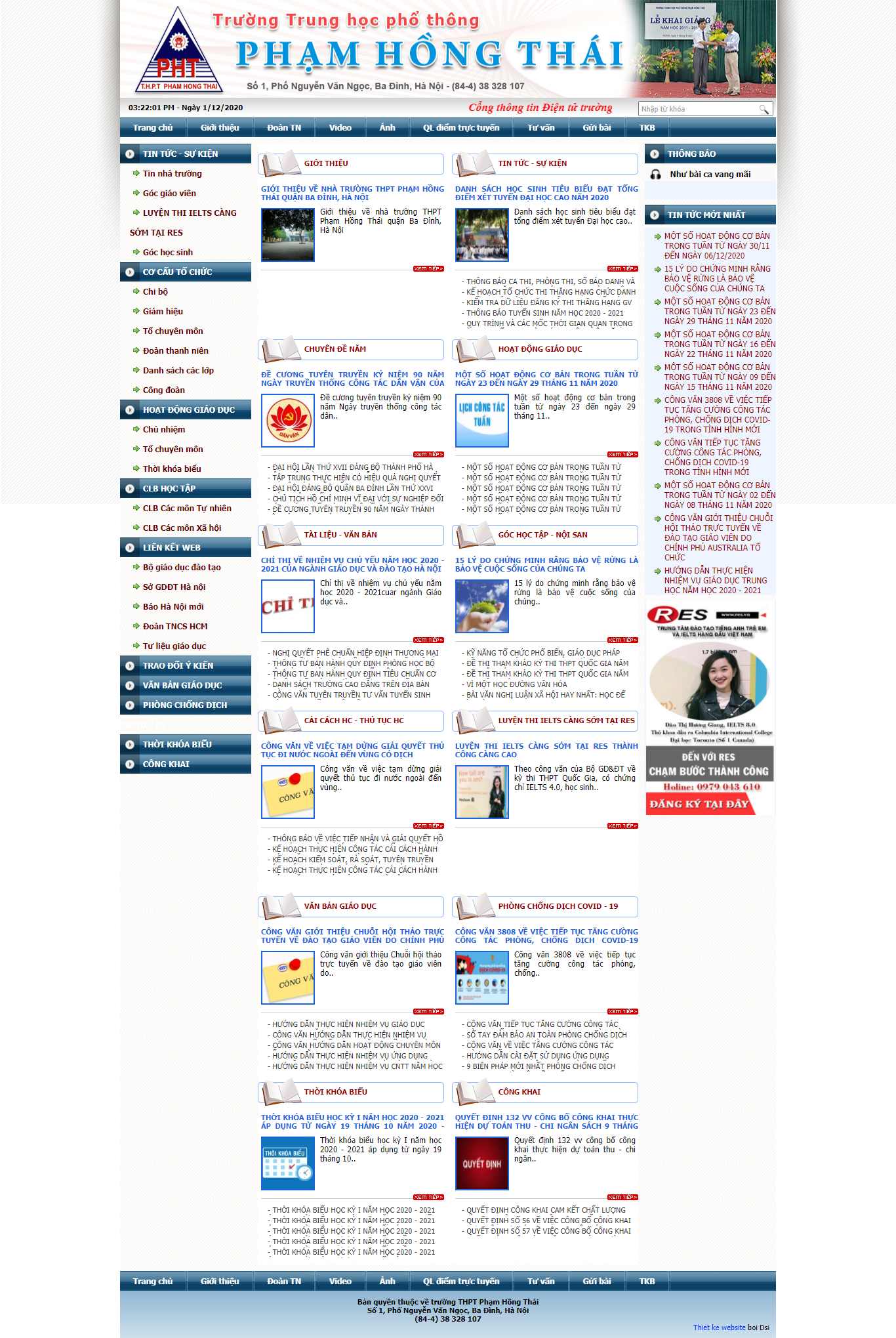 Thiết kế Web trung học phổ thông thpt-phamhongthai.edu.vn