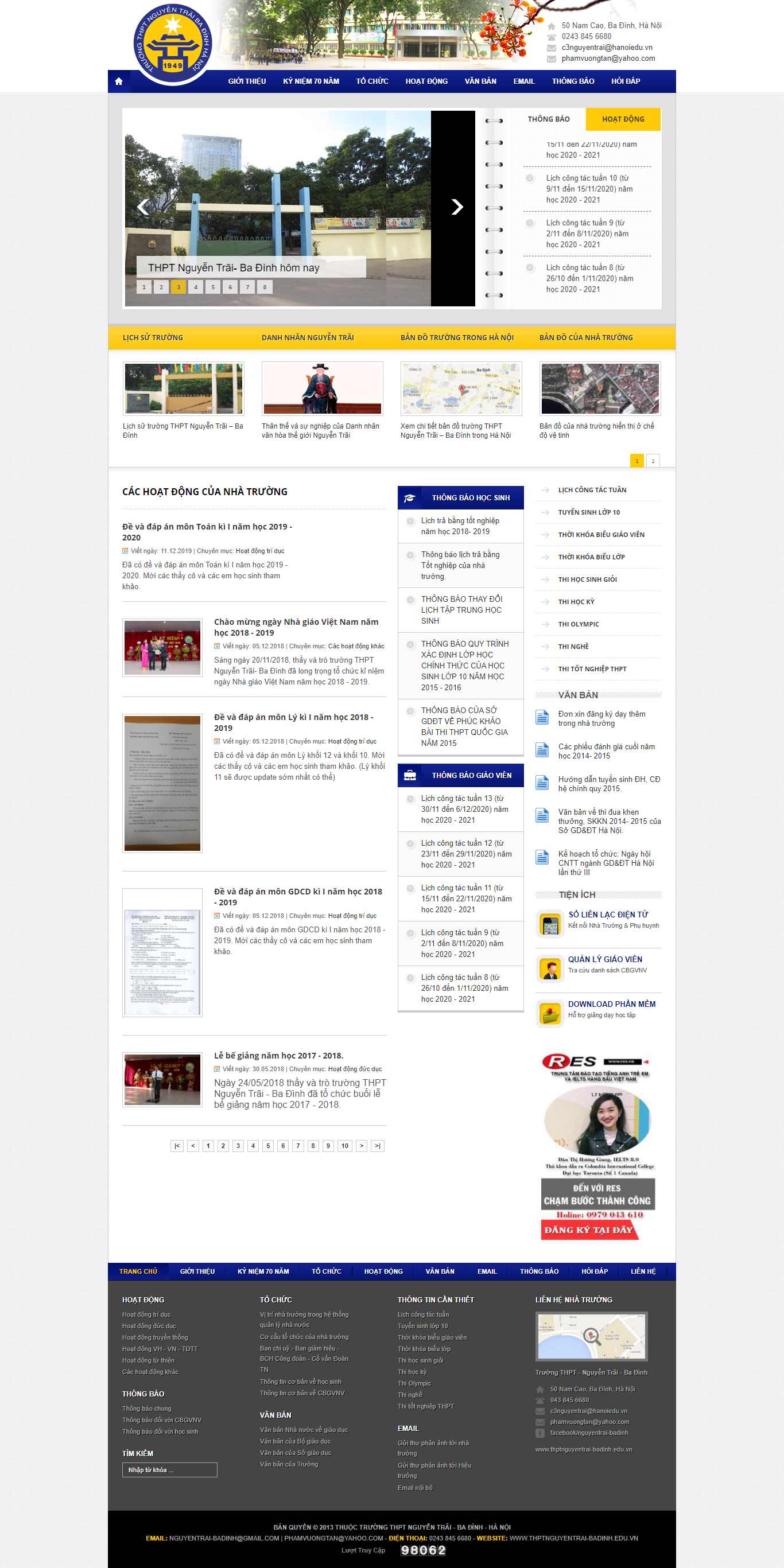 Thiết kế Web trung học phổ thông thptnguyentrai-badinh.edu.vn
