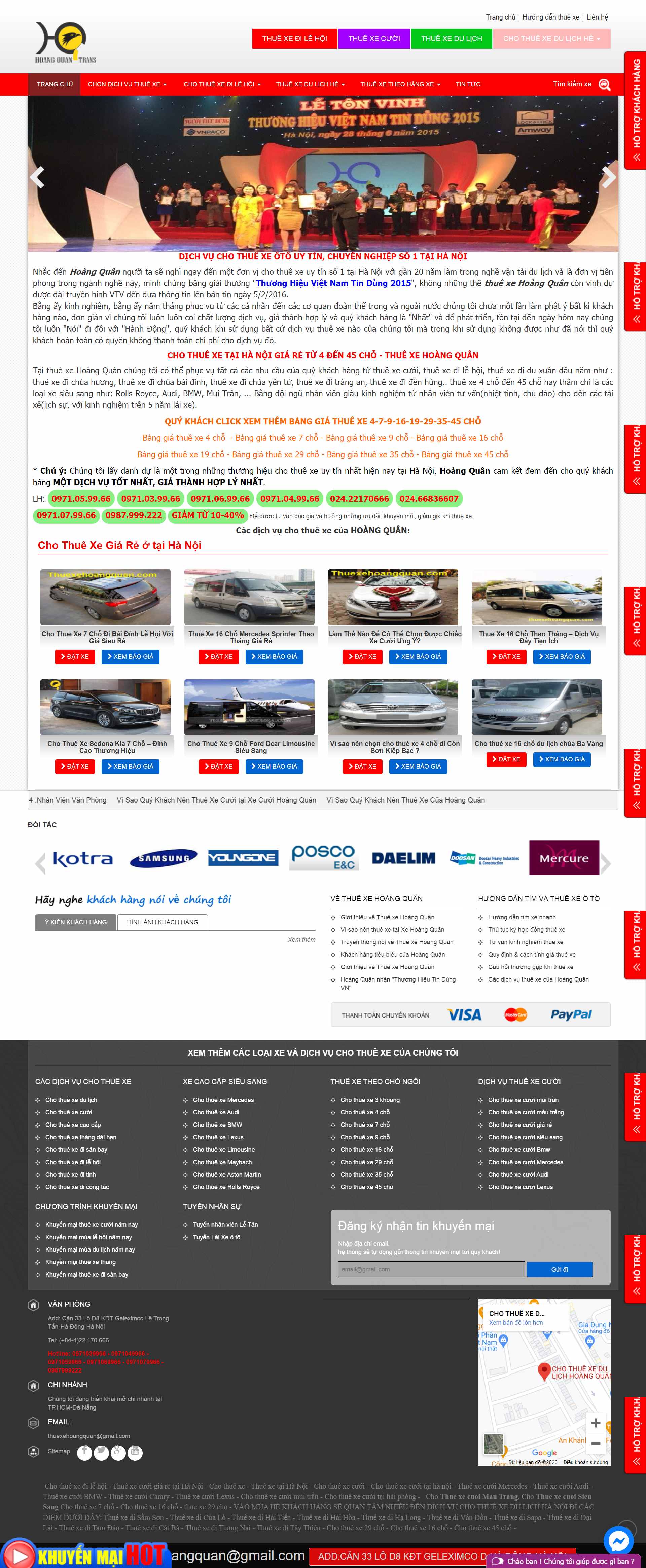 Thiết kế Web cho thuê xe du lịch thuexehoangquan.com