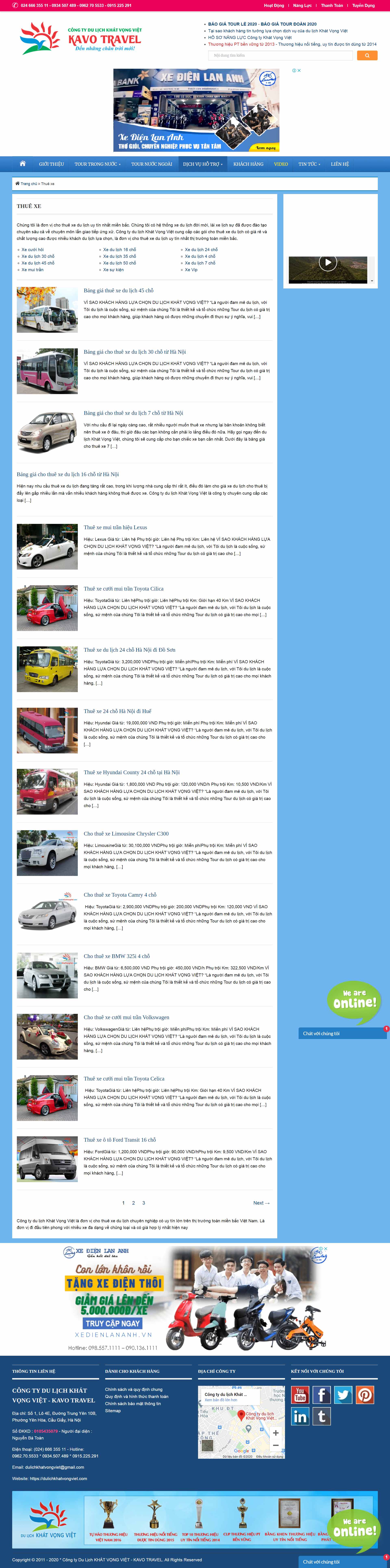 Thiết kế Web cho thuê xe du lịch dulichkhatvongviet.com