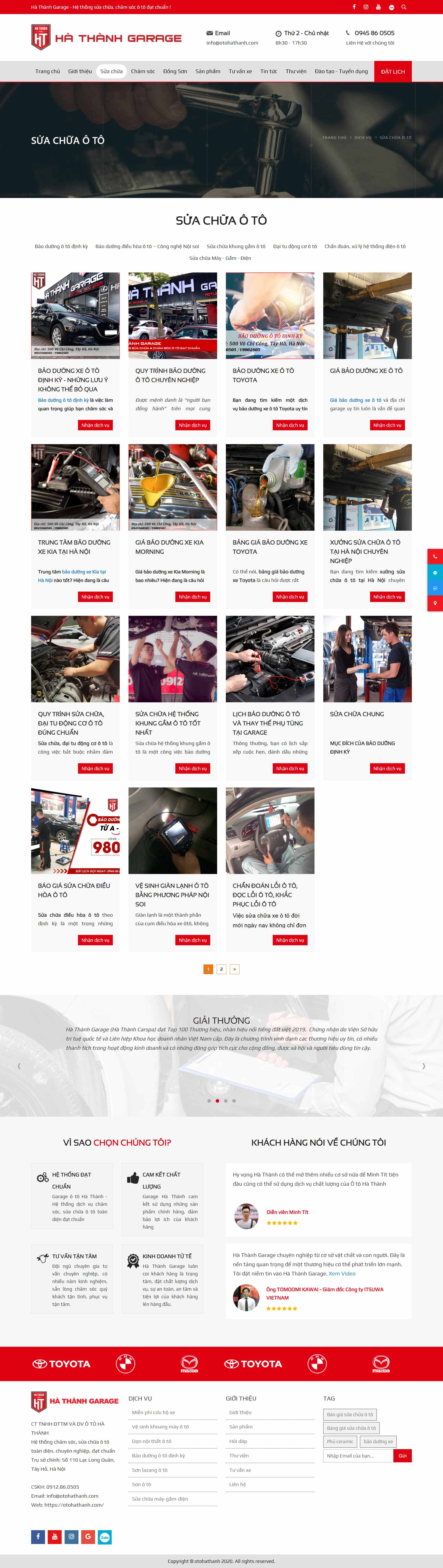 Thiết kế Web showroom sửa chữa ô tô, xe máy otohathanh.com