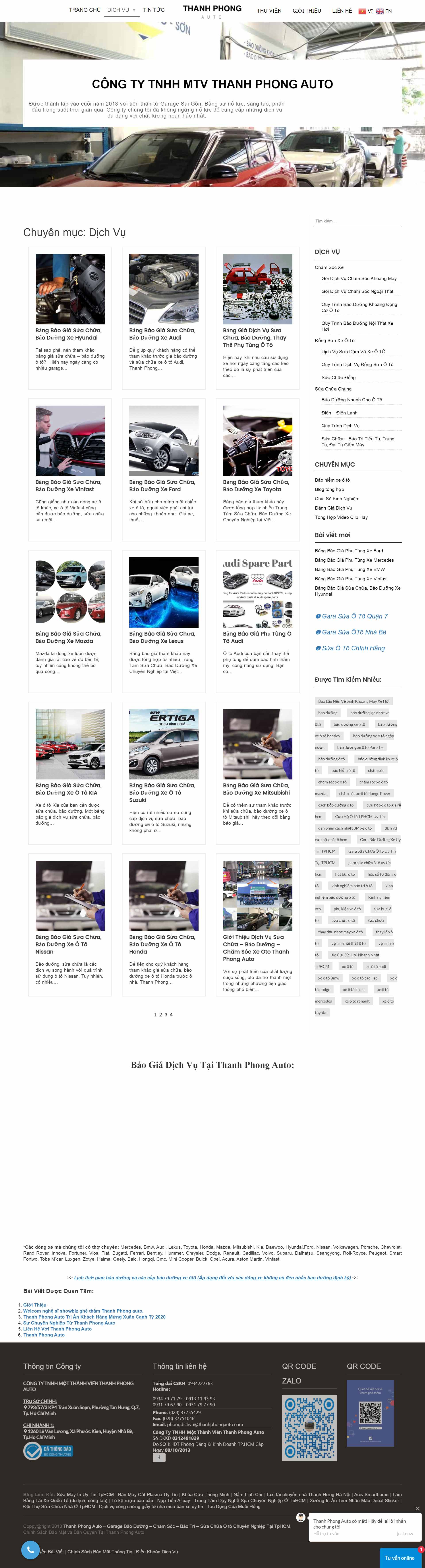 Thiết kế Web showroom sửa chữa ô tô, xe máy thanhphongauto.com