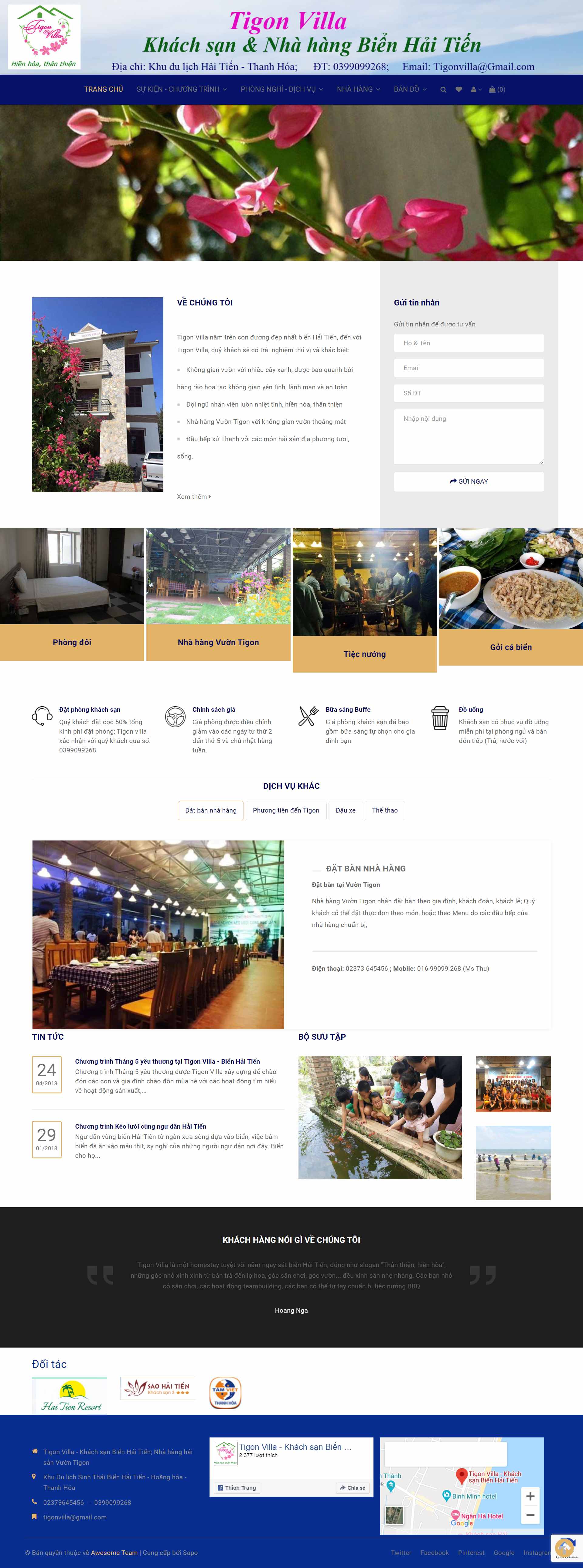 Thiết kế Web biệt thự, nghỉ dưỡng tigonvilla.com.vn