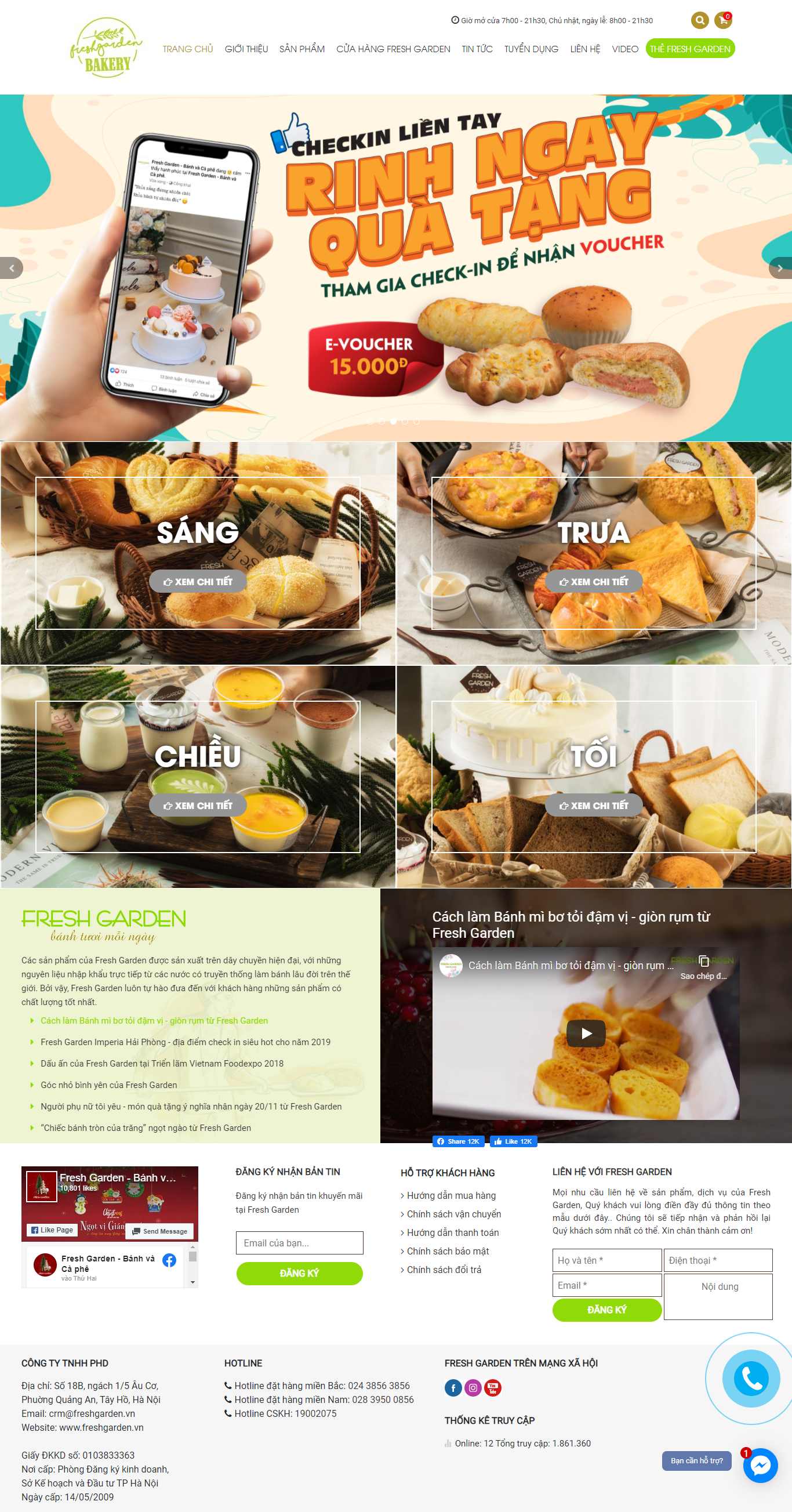 Thiết kế Web bán bánh mì freshgarden.vn