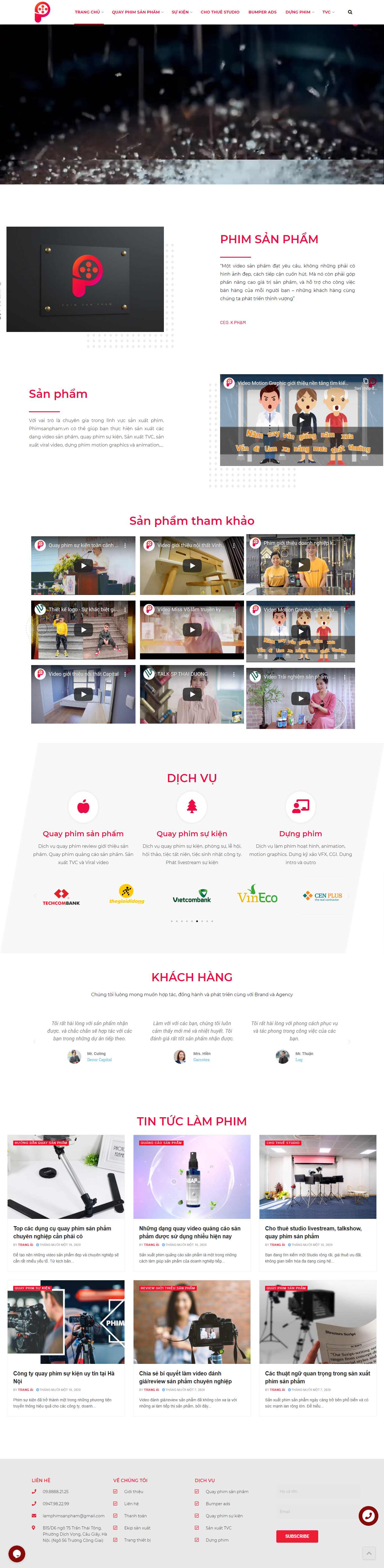Thiết kế Web dịch vụ quay phim chụp hình phimsanpham.vn