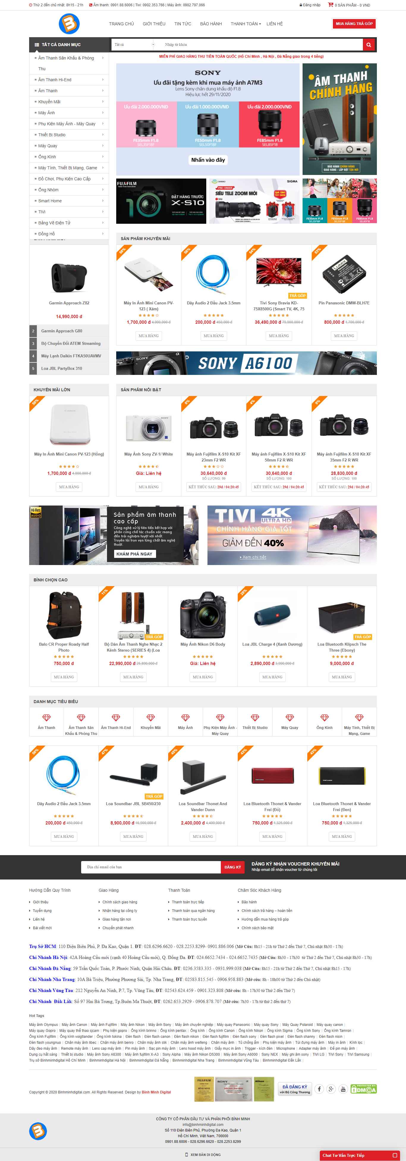 Thiết kế Web bán máy ảnh binhminhdigital.com