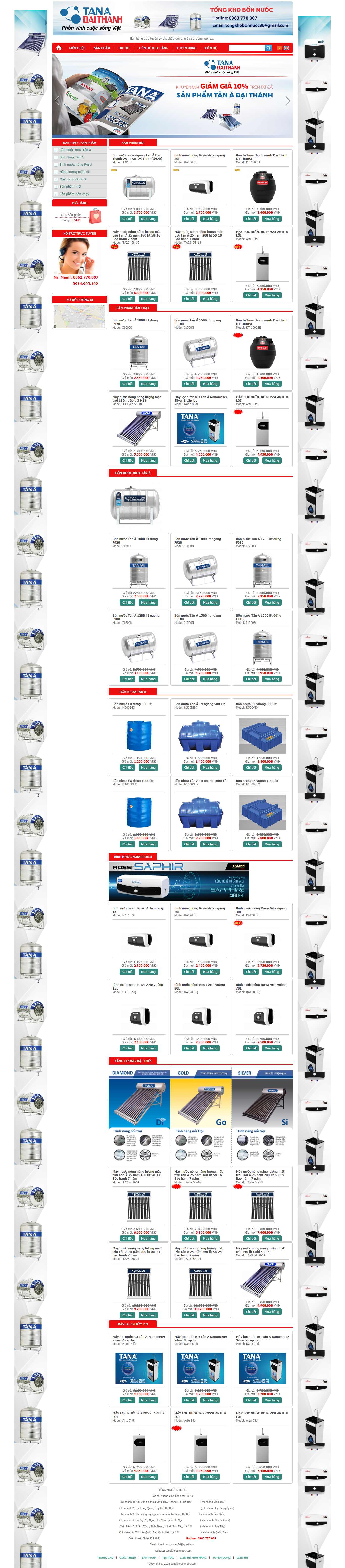 Thiết kế Web bán máy năng lượng mặt trời tongkhobonnuoc.com