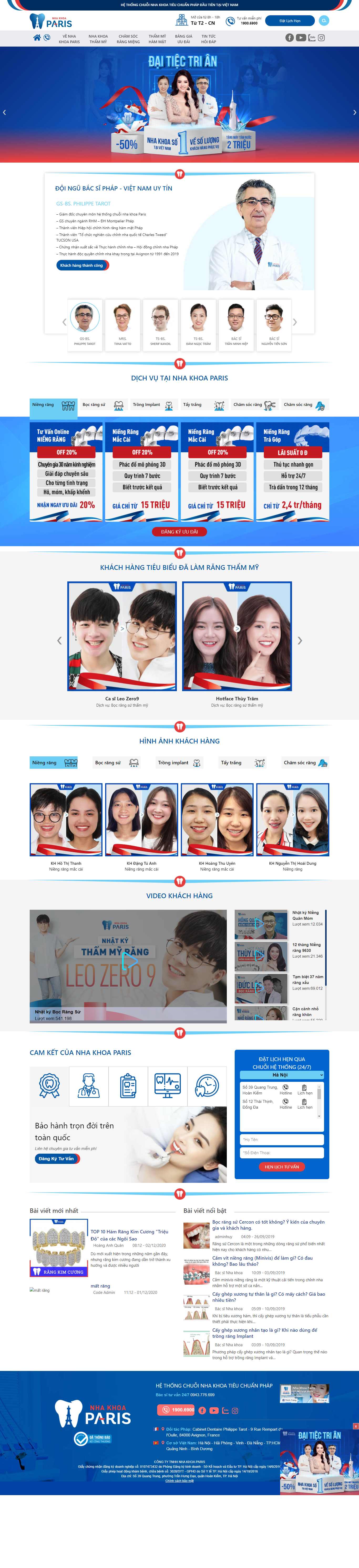 Thiết kế Web phòng khám nha khoa nhakhoaparis.vn