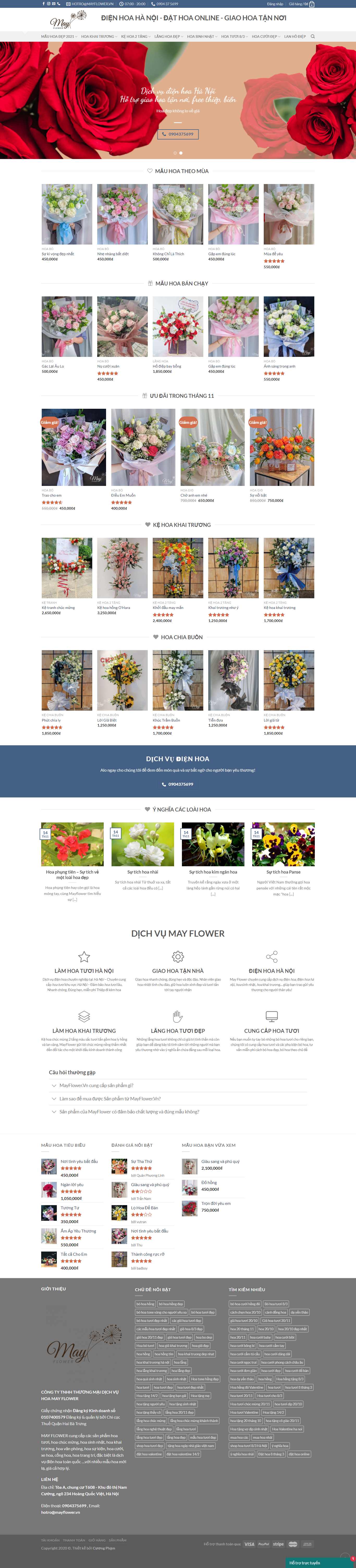 Thiết kế Web shop bán hoa mayflower.vn