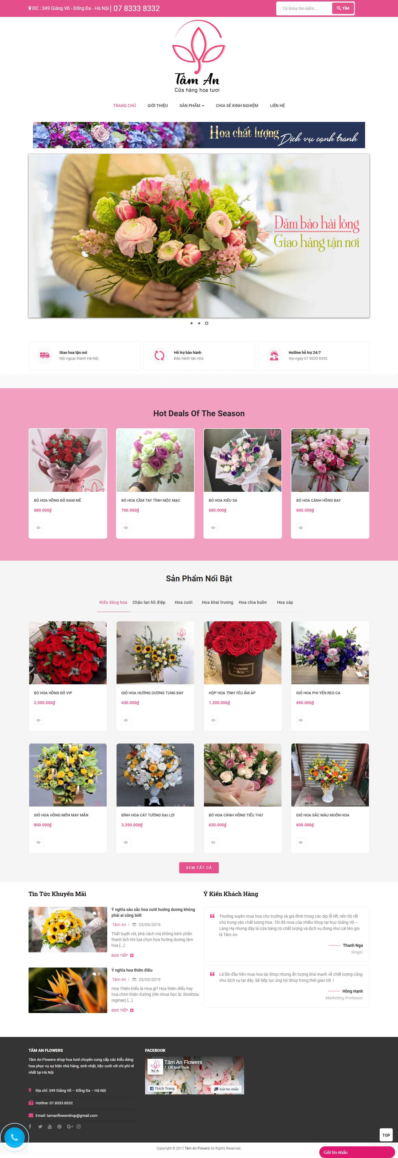 Thiết kế Web shop bán hoa tamanflowers.com