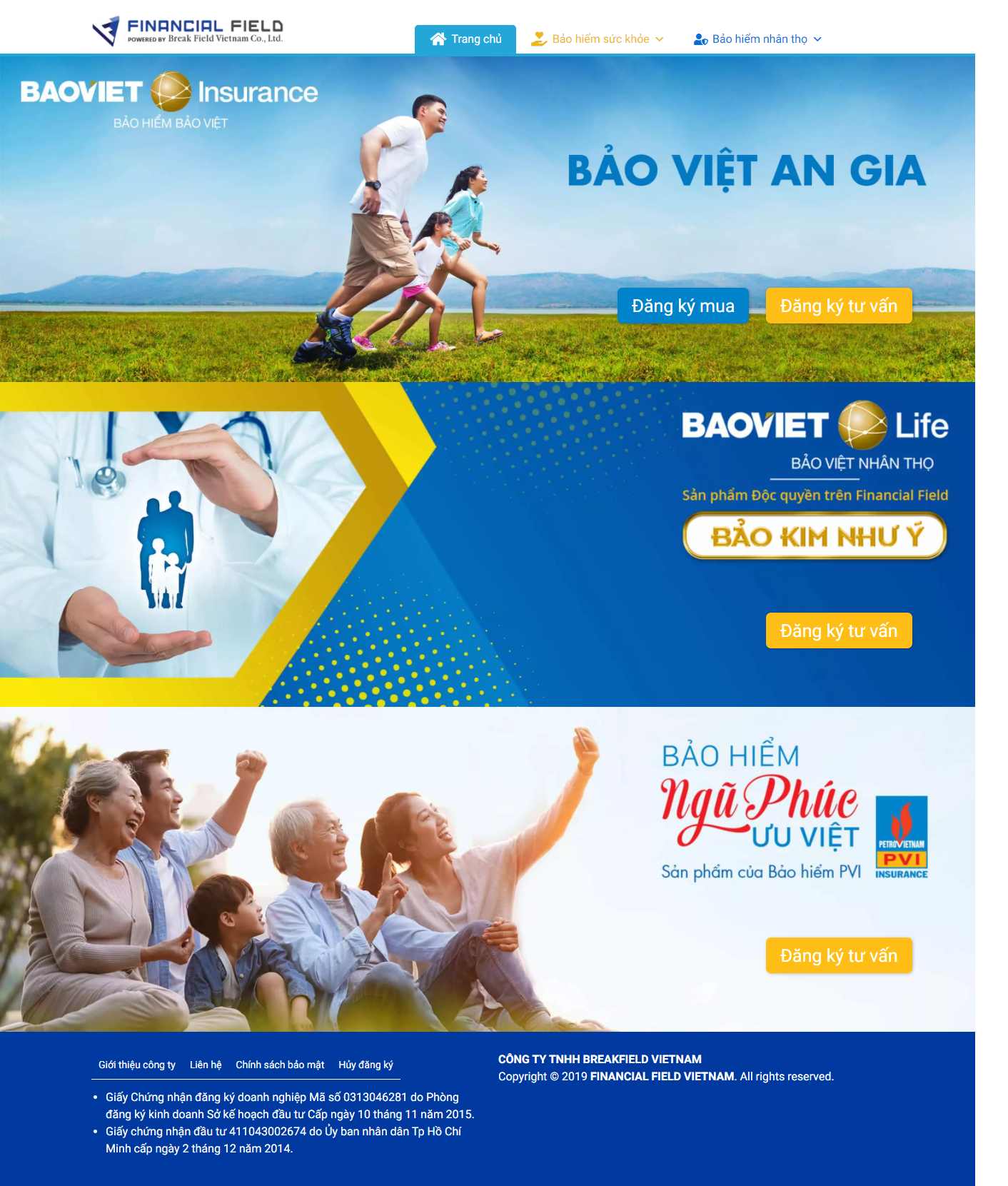 Thiết kế Web bán bảo hiểm financialfield.vn